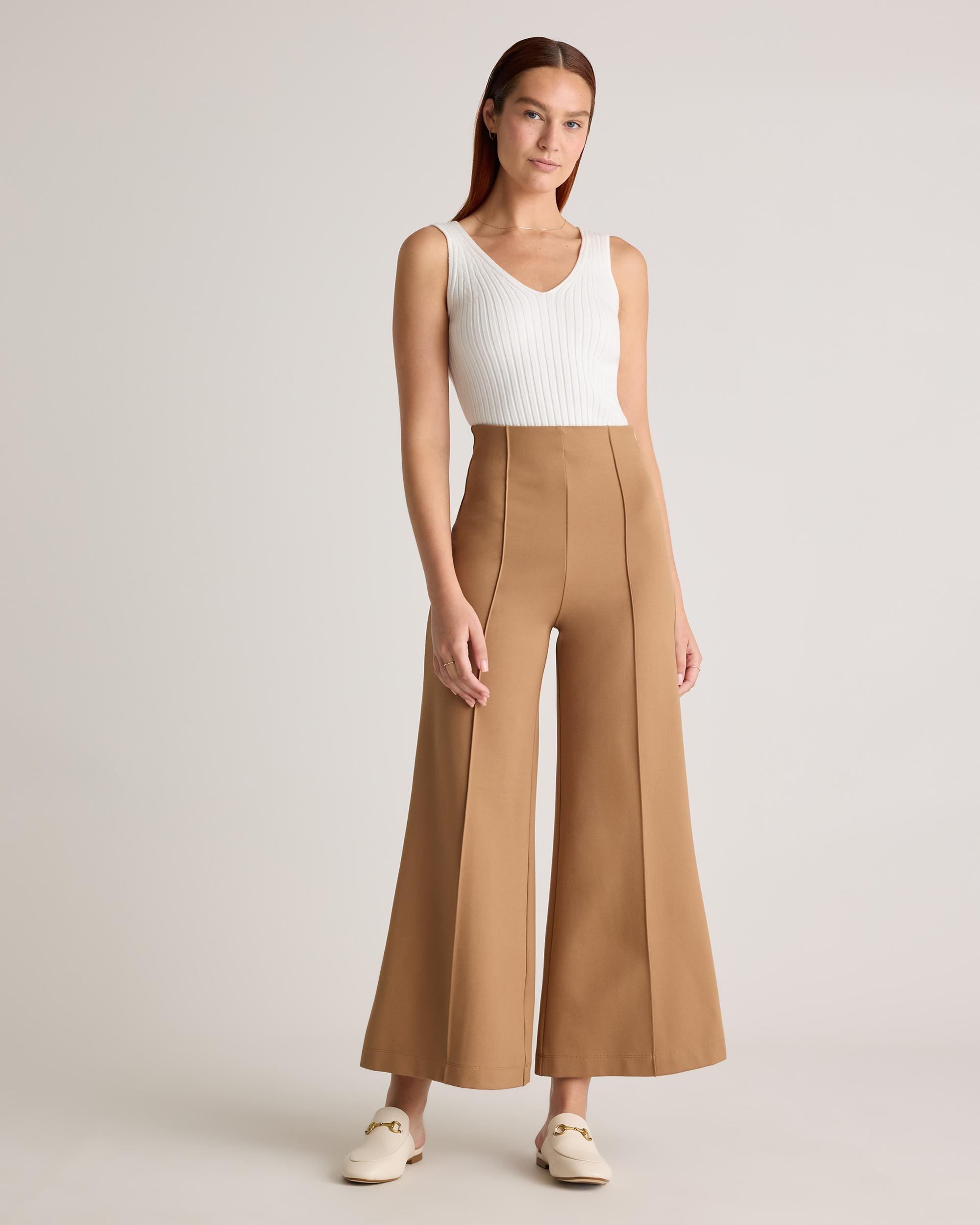 Quince | Women's Ultra-Stretch Ponte Super Wide Leg Ankle Pants Rayon Product Image