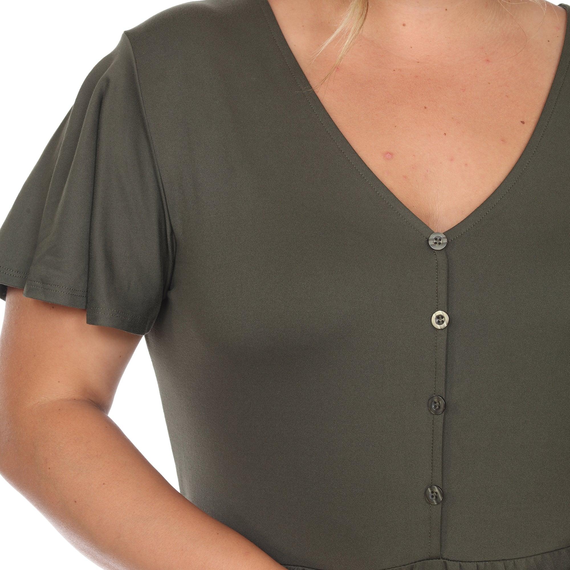 Short Sleeve V-neck Tiered Midi Dress - Plus Product Image