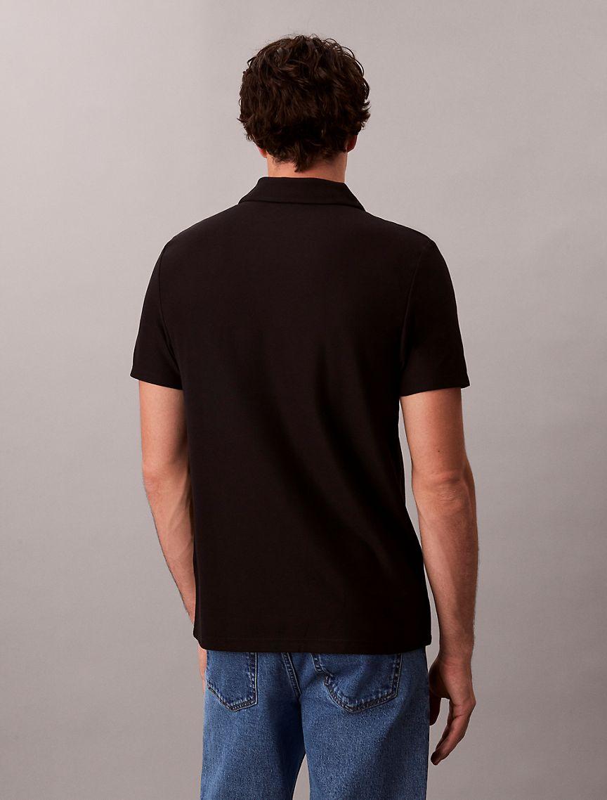 Contrast Piping Quarter Zip Polo Shirt  Product Image