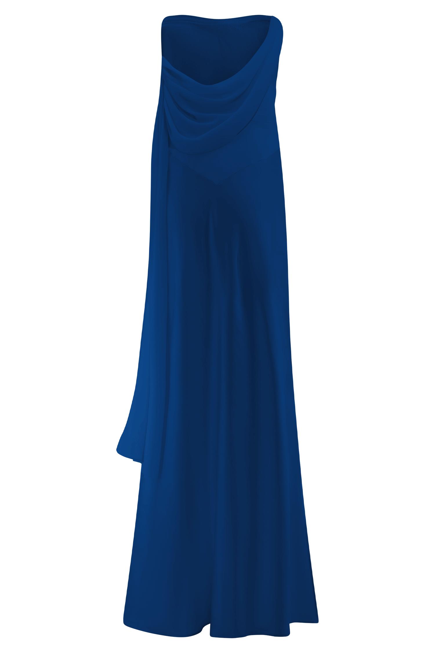 Carah Satin And Chiffon Maxi Dress - Cobalt Product Image