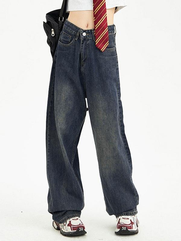 Vintage Blue Ripped Boyfriend Jeans Product Image