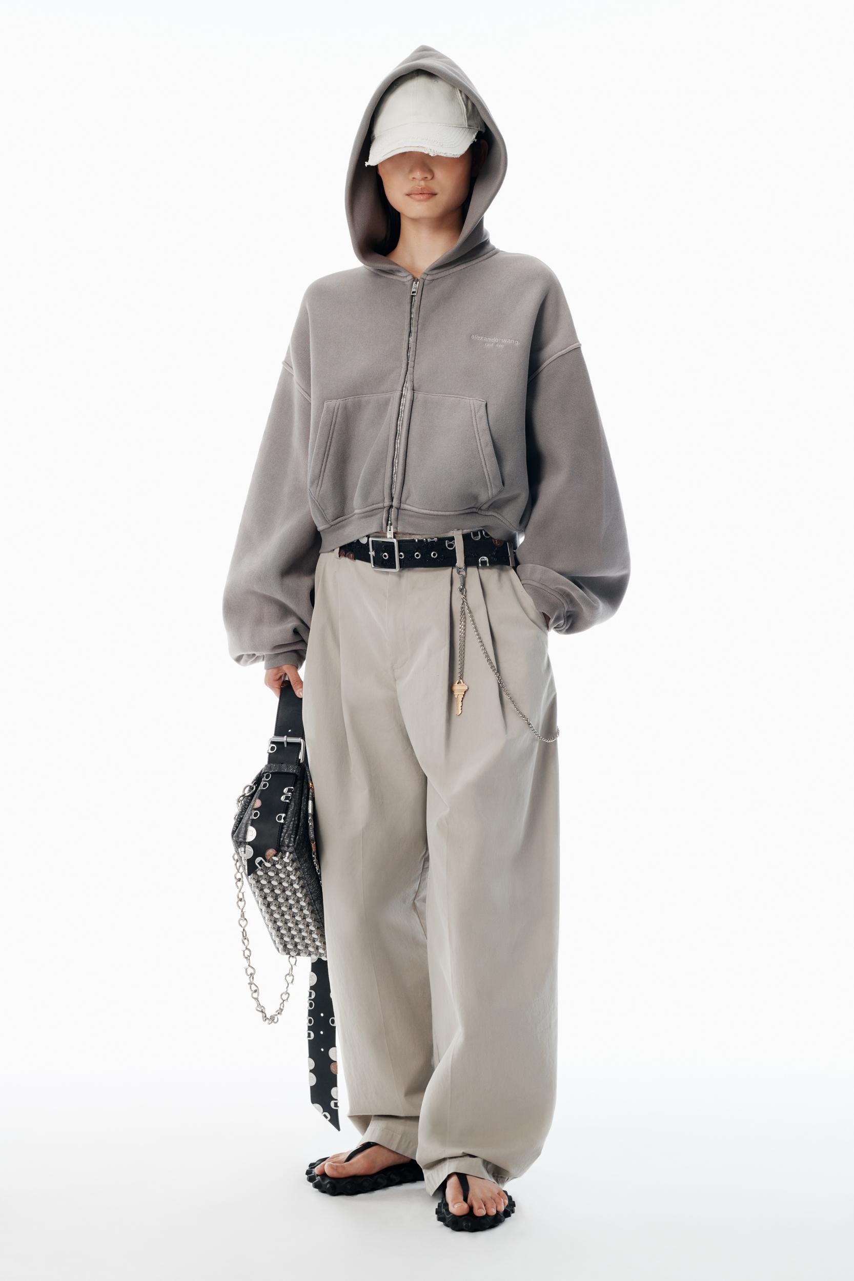 Grey Oversized Crop Hoodie Product Image