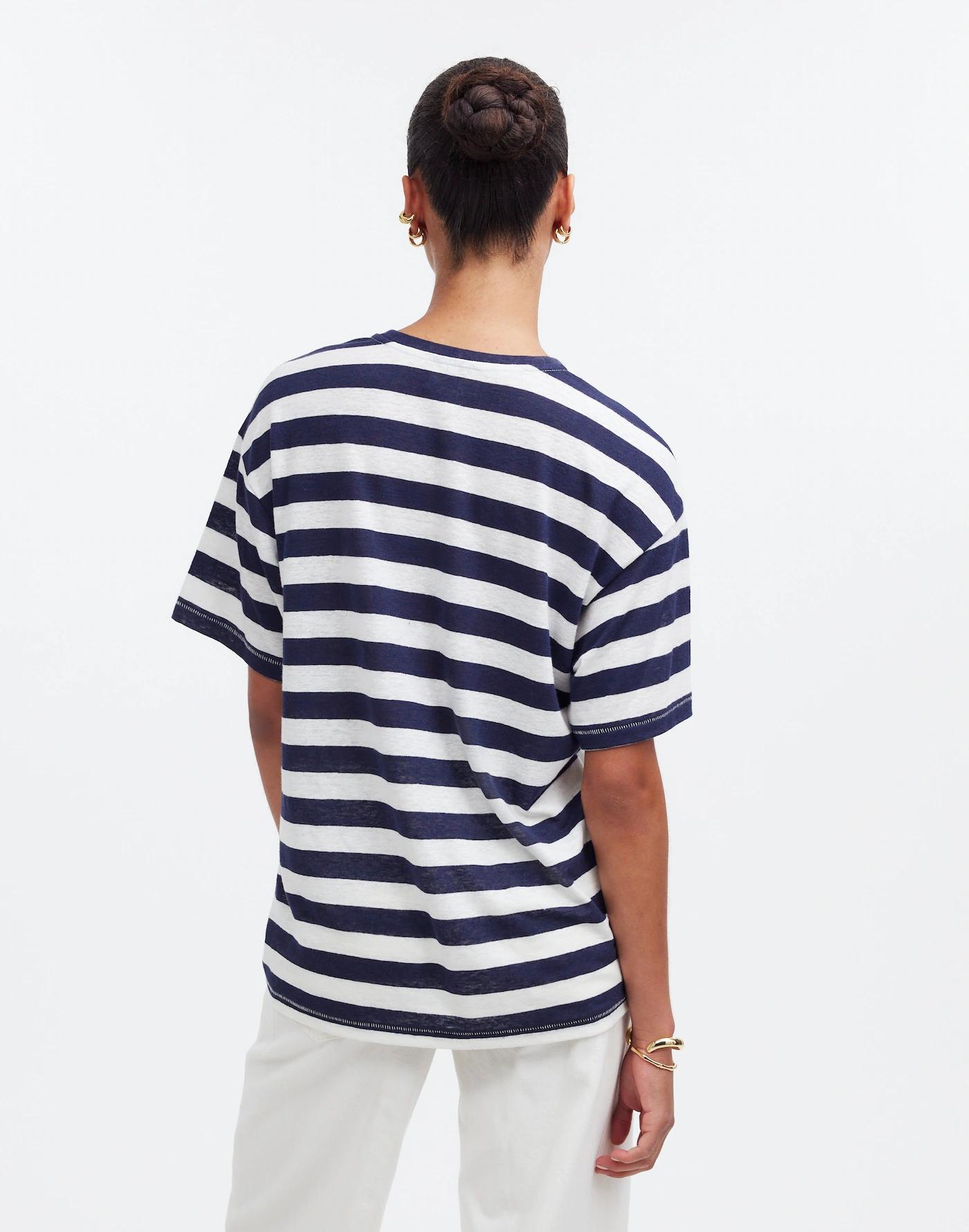 Linen-Blend Crewneck Oversized Tee Product Image