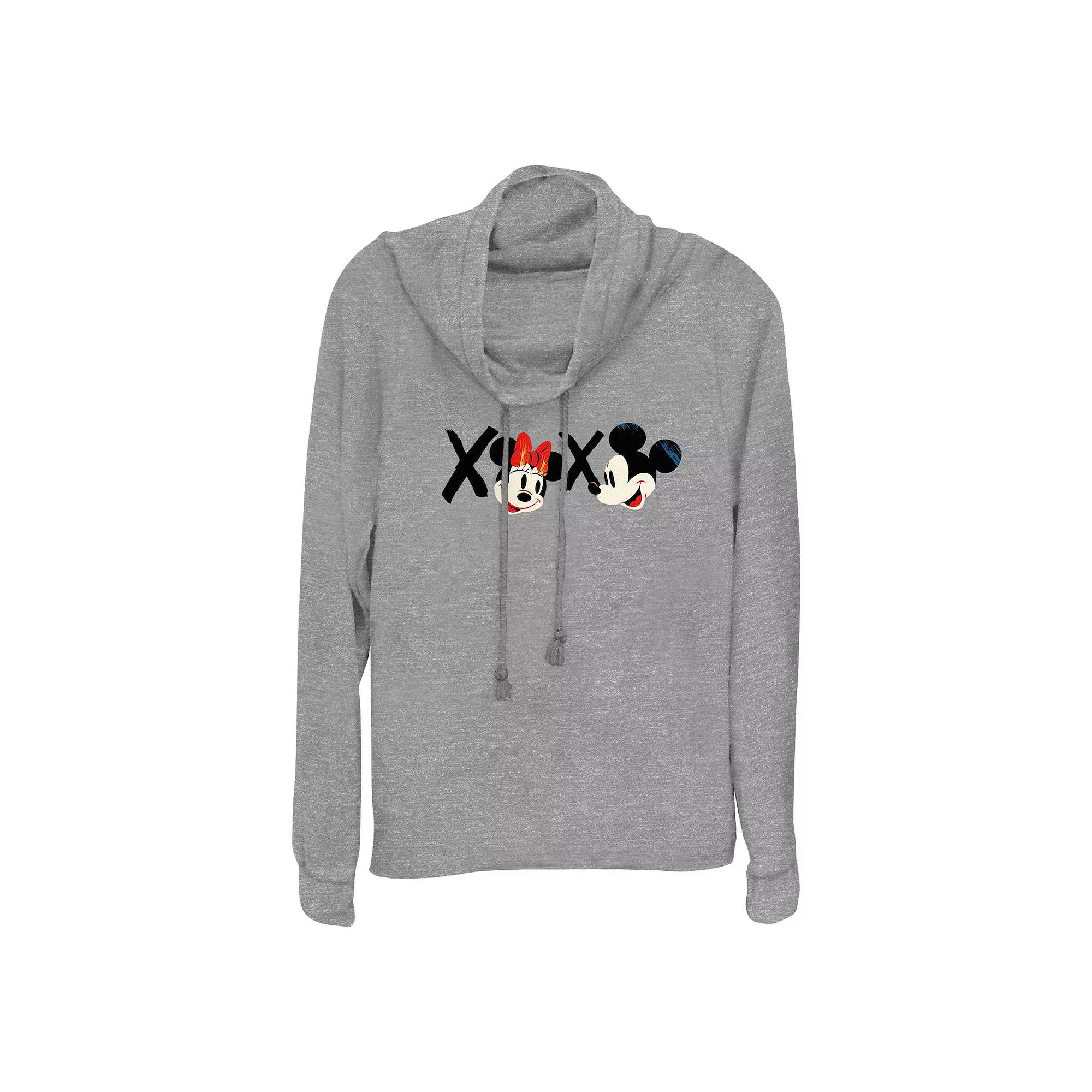 Disney's Mickey Mouse And Minnie Mouse XOXO Women's Cowlneck Graphic Lightweight Long Sleeve,  Product Image