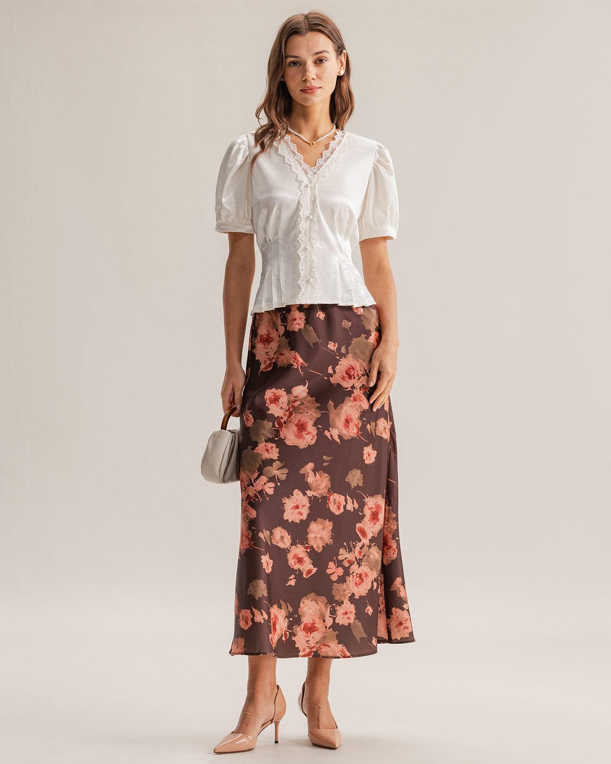 White Satin V Neck Ruched Blouse Product Image