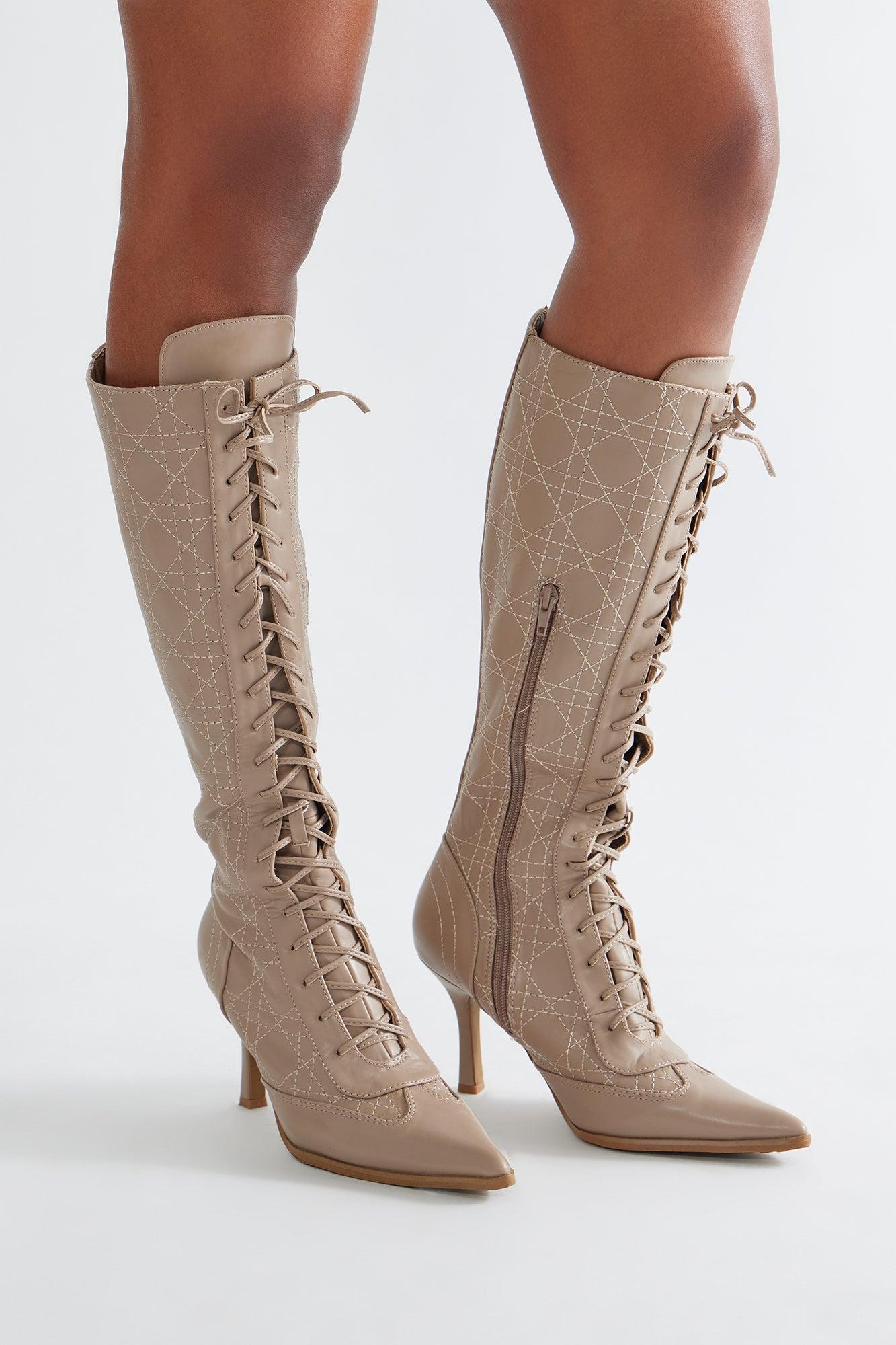 Ashton Lace Up Boots - Taupe Female Product Image