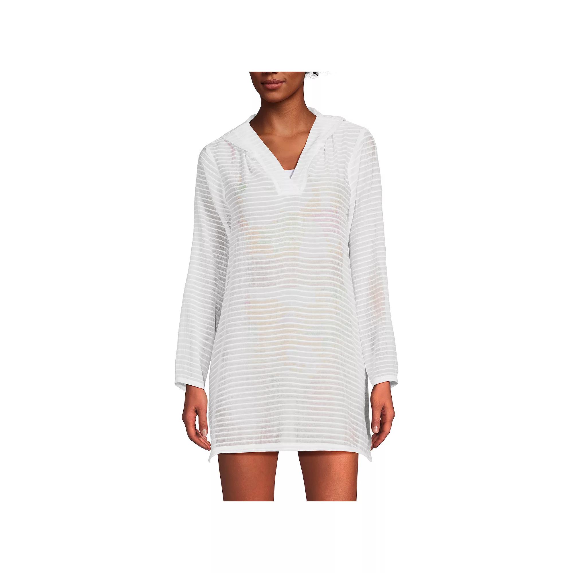 Women's Lands' End Rib Hooded Mini Swim Cover-Up Dress, Size: XS, Soft Cloud Blue Product Image