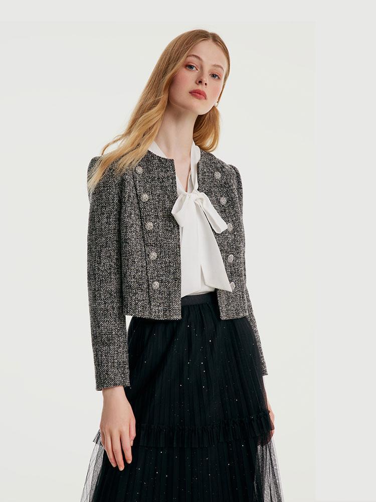 Classic Tweed Cropped Women Jacket Product Image