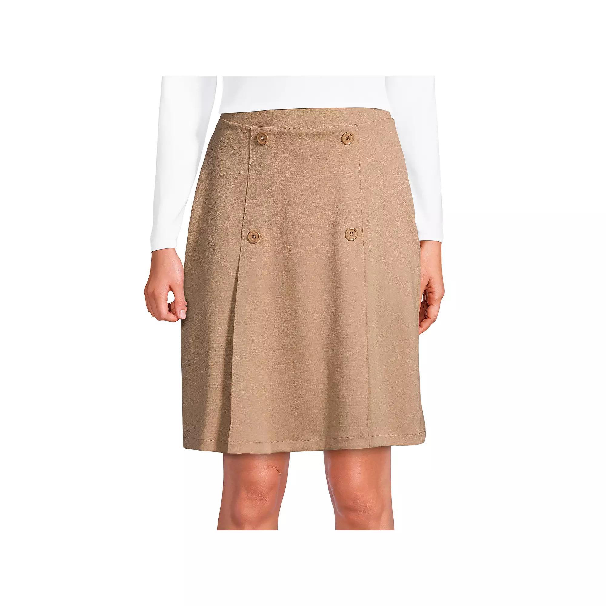 Women's Lands' End School Uniform Ponte Button Front Skort, Size: 8, Green Product Image