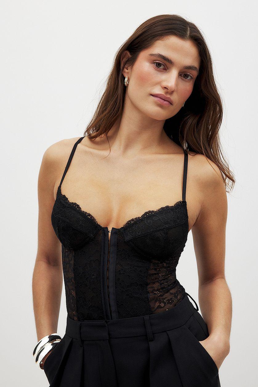 Lace Cup Corset Red Product Image