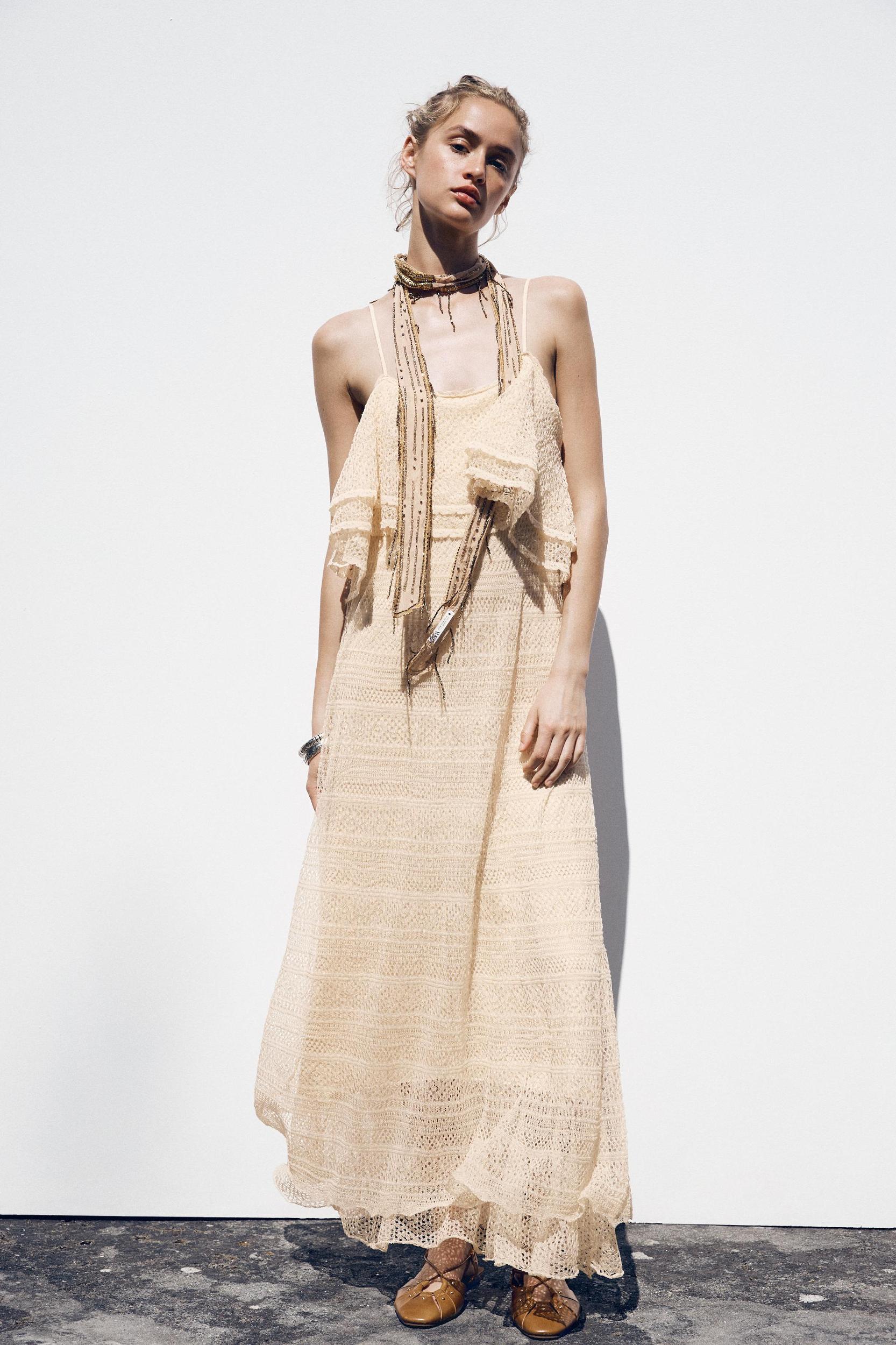 POINTELLE KNIT RUFFLED DRESS Product Image