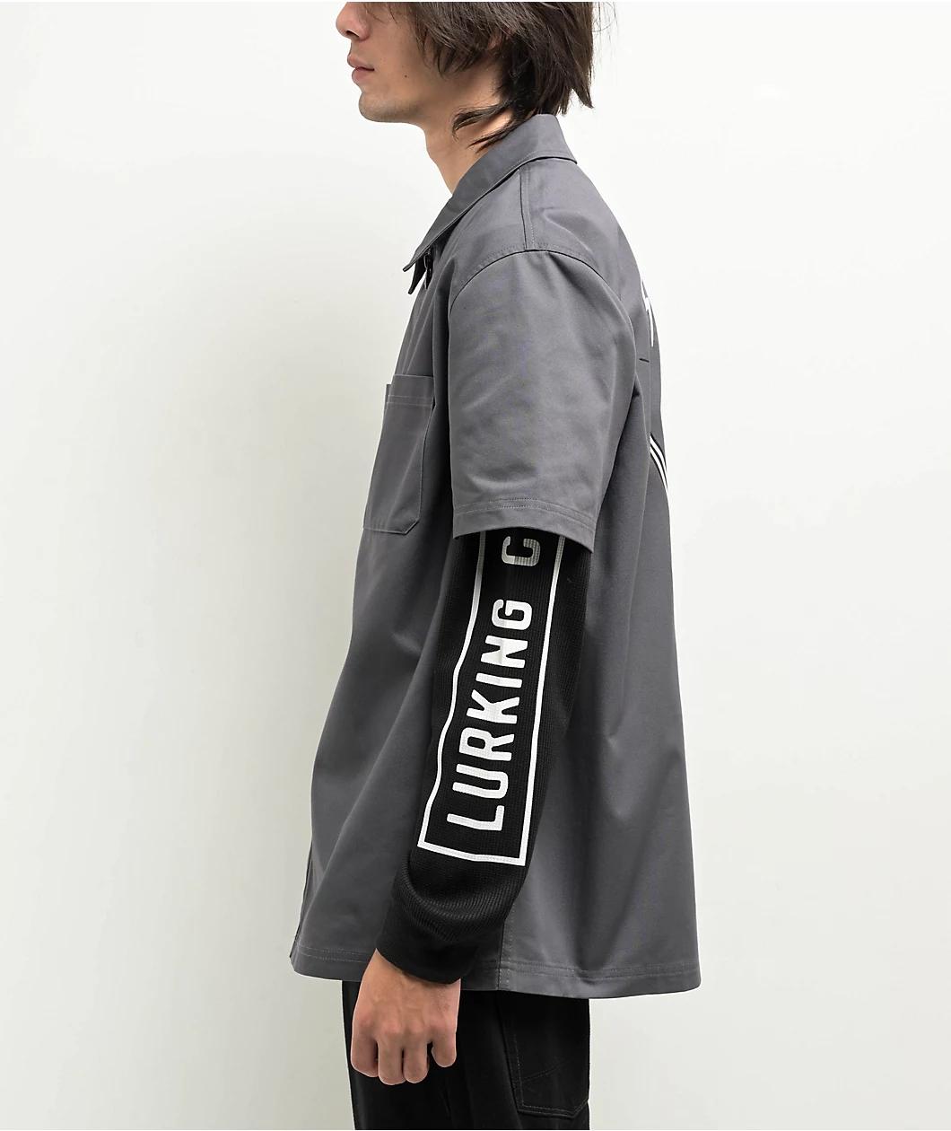 Lurking Class by Sketchy Tank Stay Sharp Charcoal 2fer Long Sleeve Zip Work Shirt Product Image