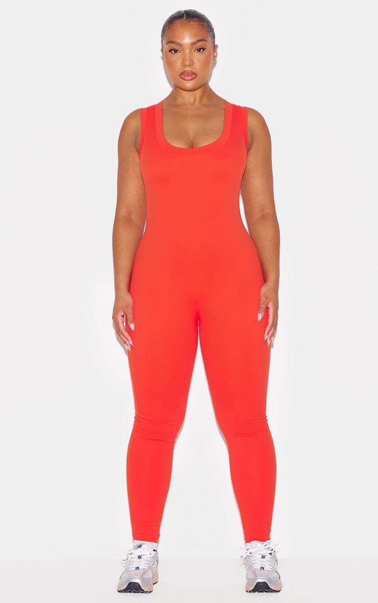  Red Sculpt Contrast Binding Unitard Product Image