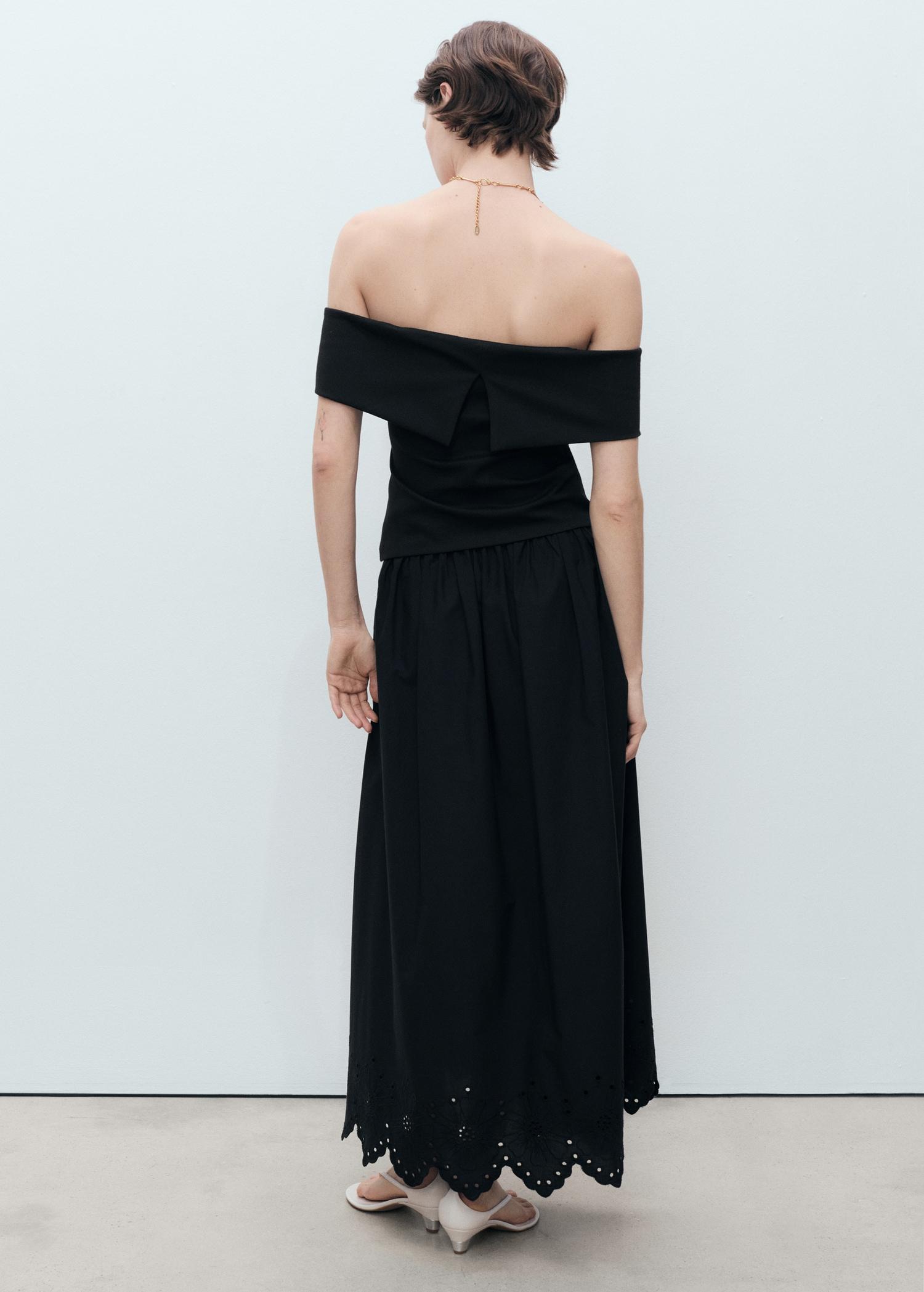 Cotton skirt with embroidered hem - Women | MANGO USA Product Image