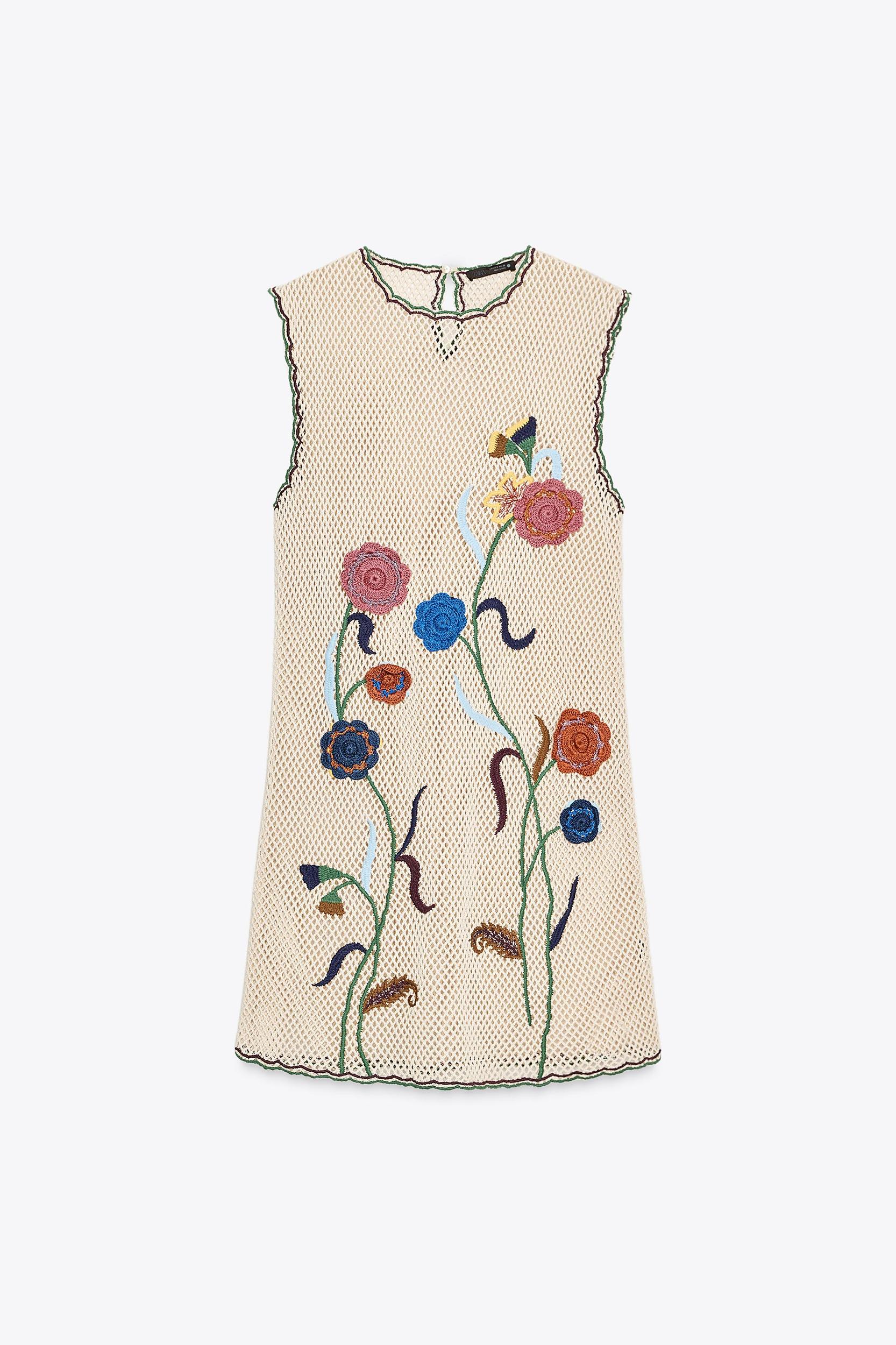 CROCHET DRESS WITH FLORAL EMBROIDERY ZW COLLECTION Product Image