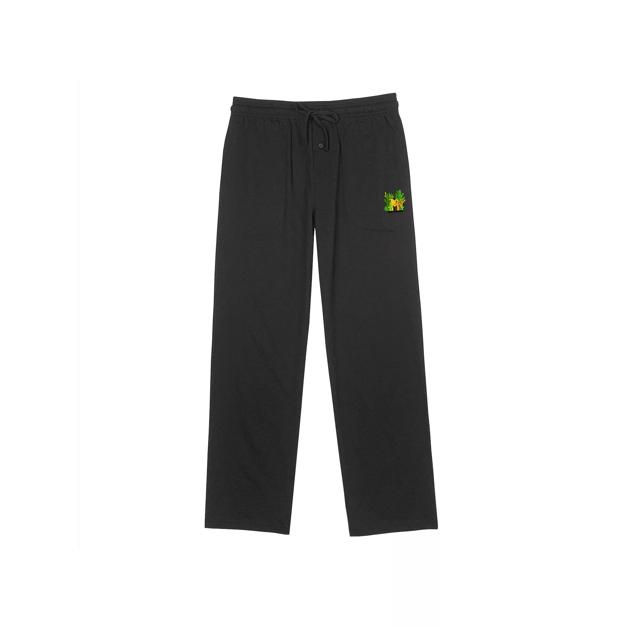 Men's MTV Botanical Cactus Logo Pajama Pants, Size: Small, Black Product Image