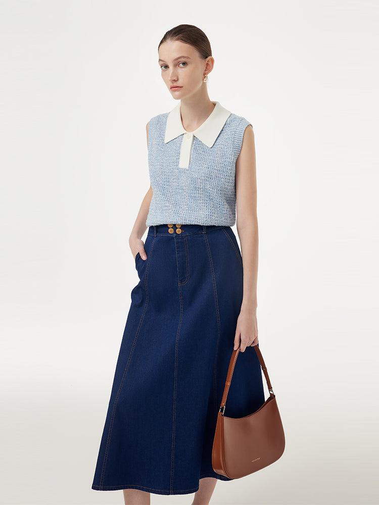 Denim A-Line Adjustable Waist Women Skirt Product Image
