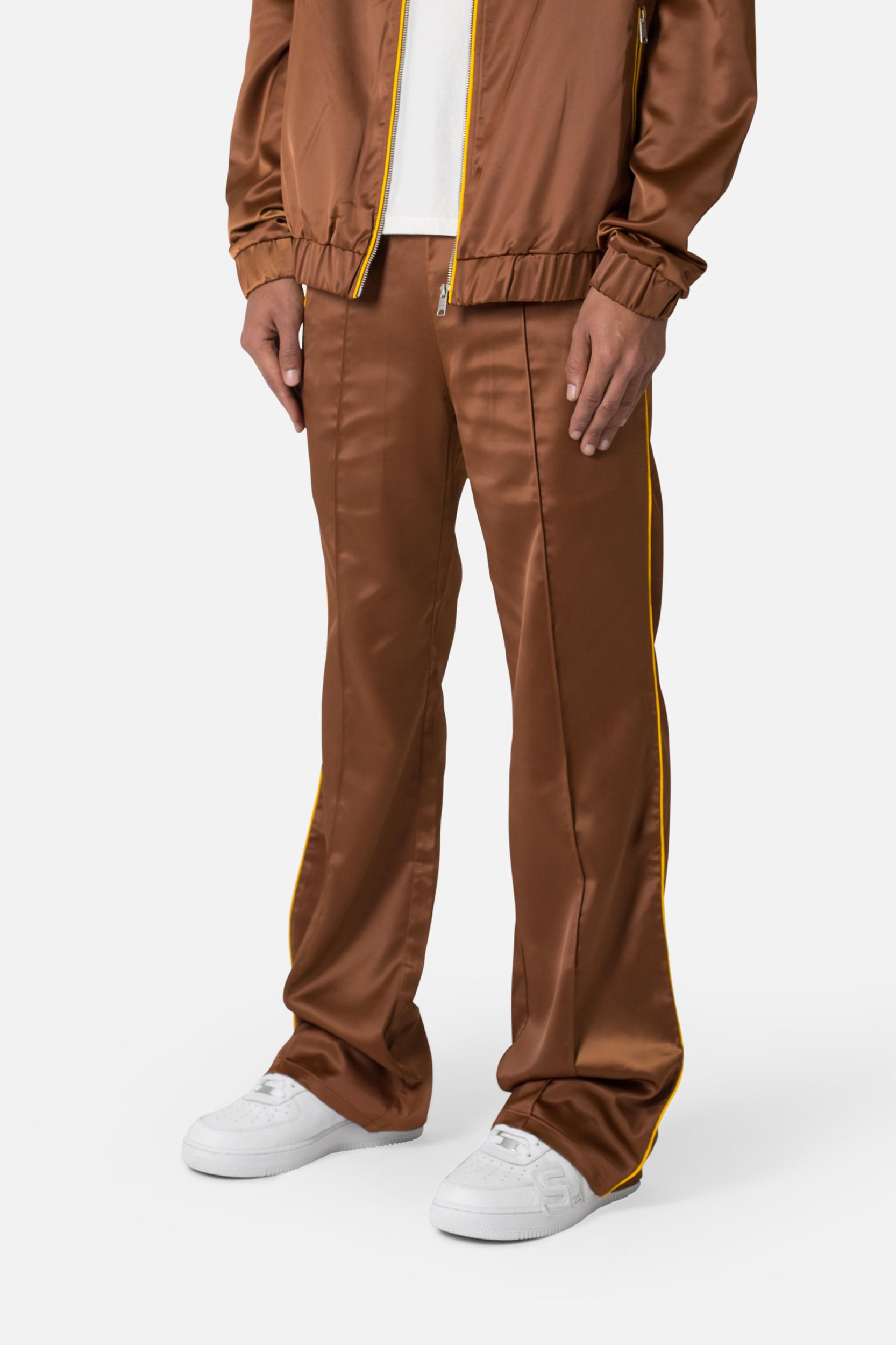 Satin Stacked Pants - Brown Product Image