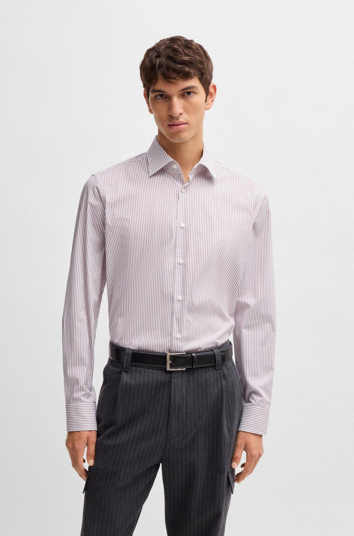 Regular-fit shirt in easy-iron stretch cotton Product Image