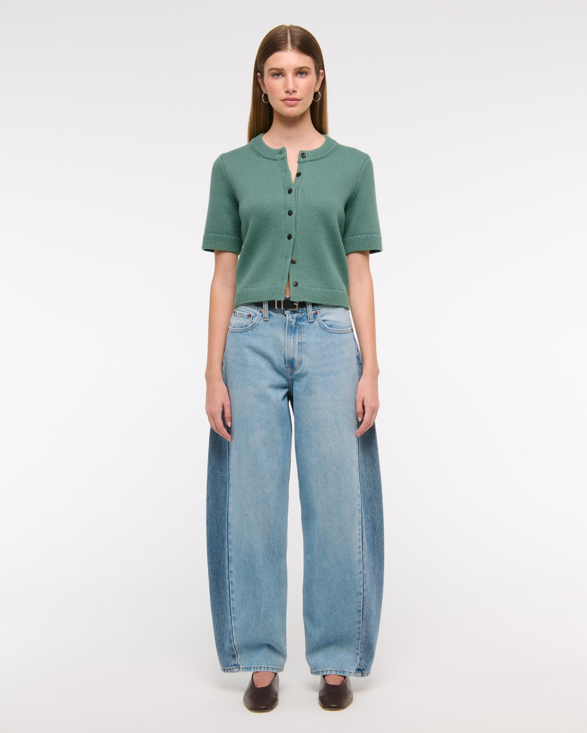 Short-Sleeve Crew Cardigan Product Image