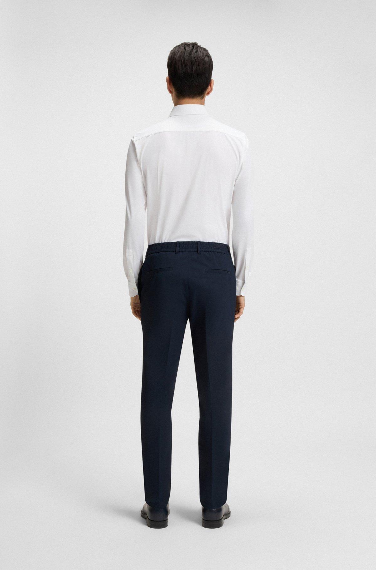 BOSS - Slim-fit shirt in performance-stretch structured fabric - White Product Image