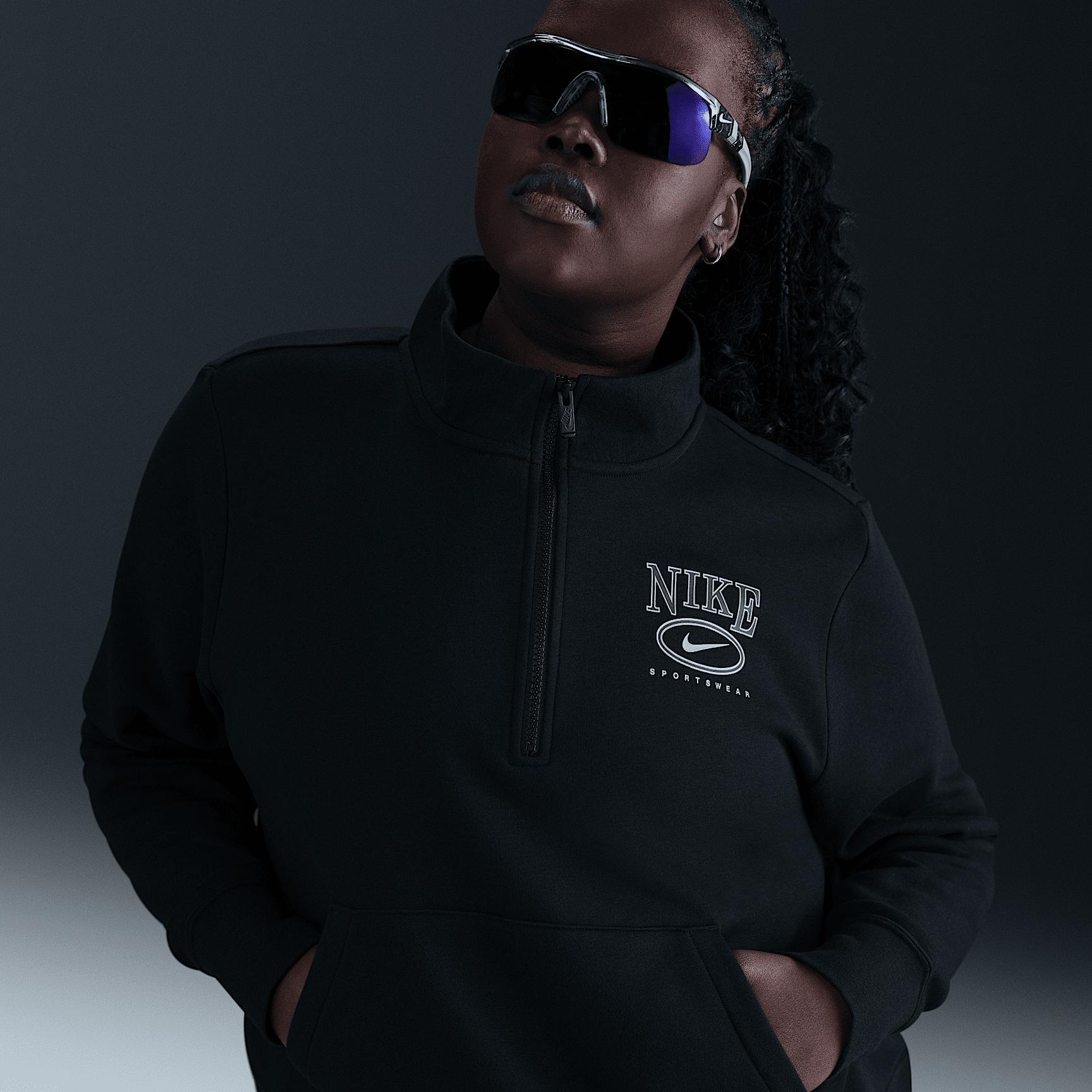 Nike Sportswear Club Fleece Women's Mock-Neck 1/2-Zip Graphic Top (Plus Size) Product Image