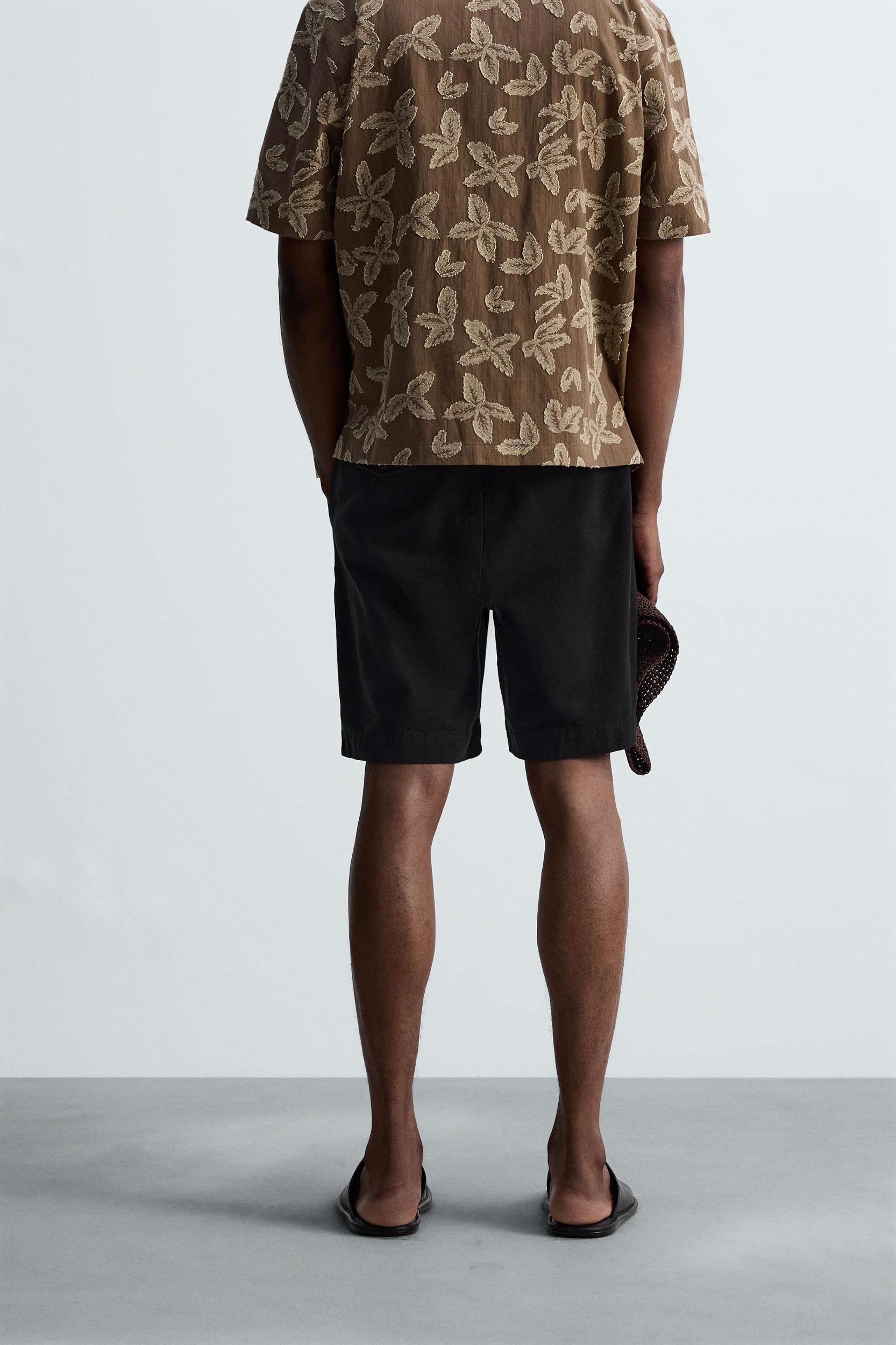 RELAXED FIT PLEATED BERMUDA SHORTS Product Image