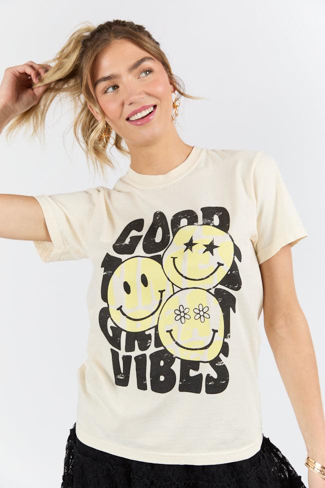 Good Times Great Vibes Ivory Graphic Tee SALE Product Image