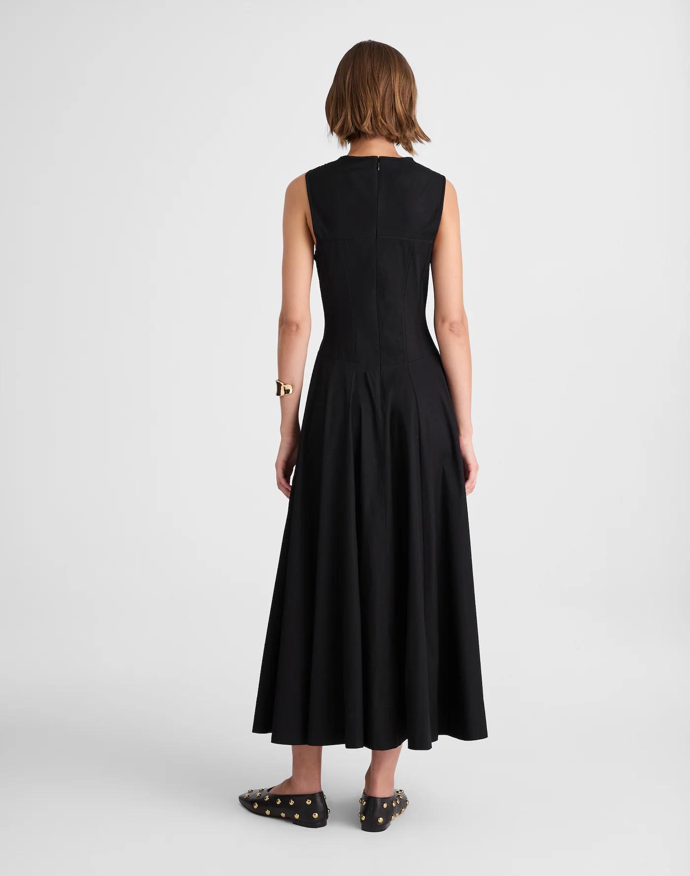 Poplin V-Neck Circle Midi Dress Product Image