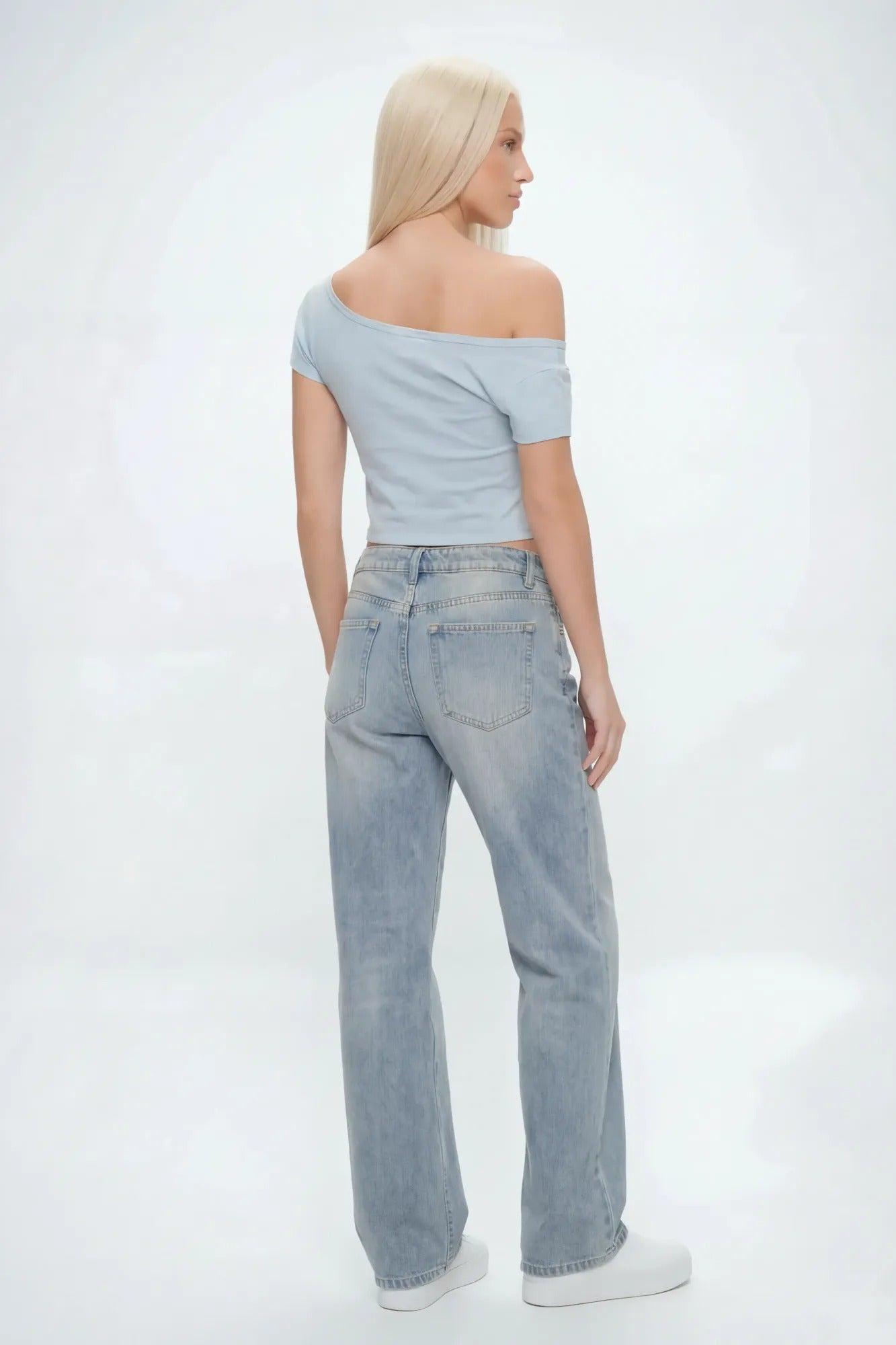 Luxe Heavy Cotton Graphic Off Shoulder T-Shirt Female Product Image