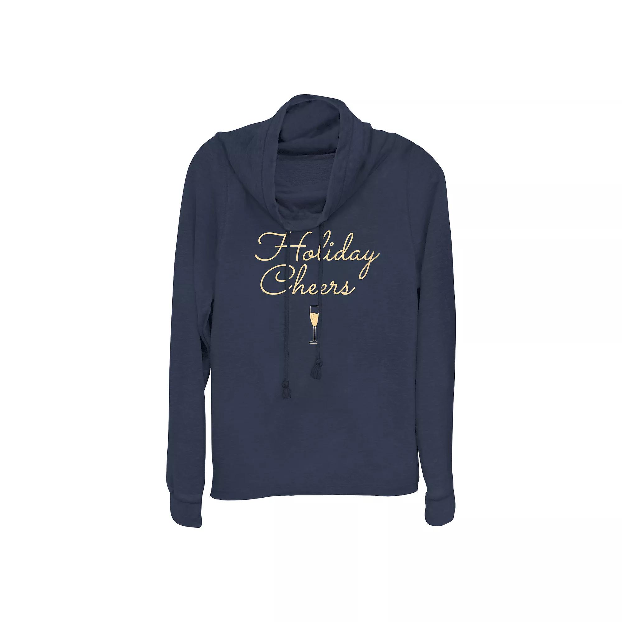 Women's Holiday Cheers Cowlneck Graphic Lightweight Long Sleeve,  Product Image