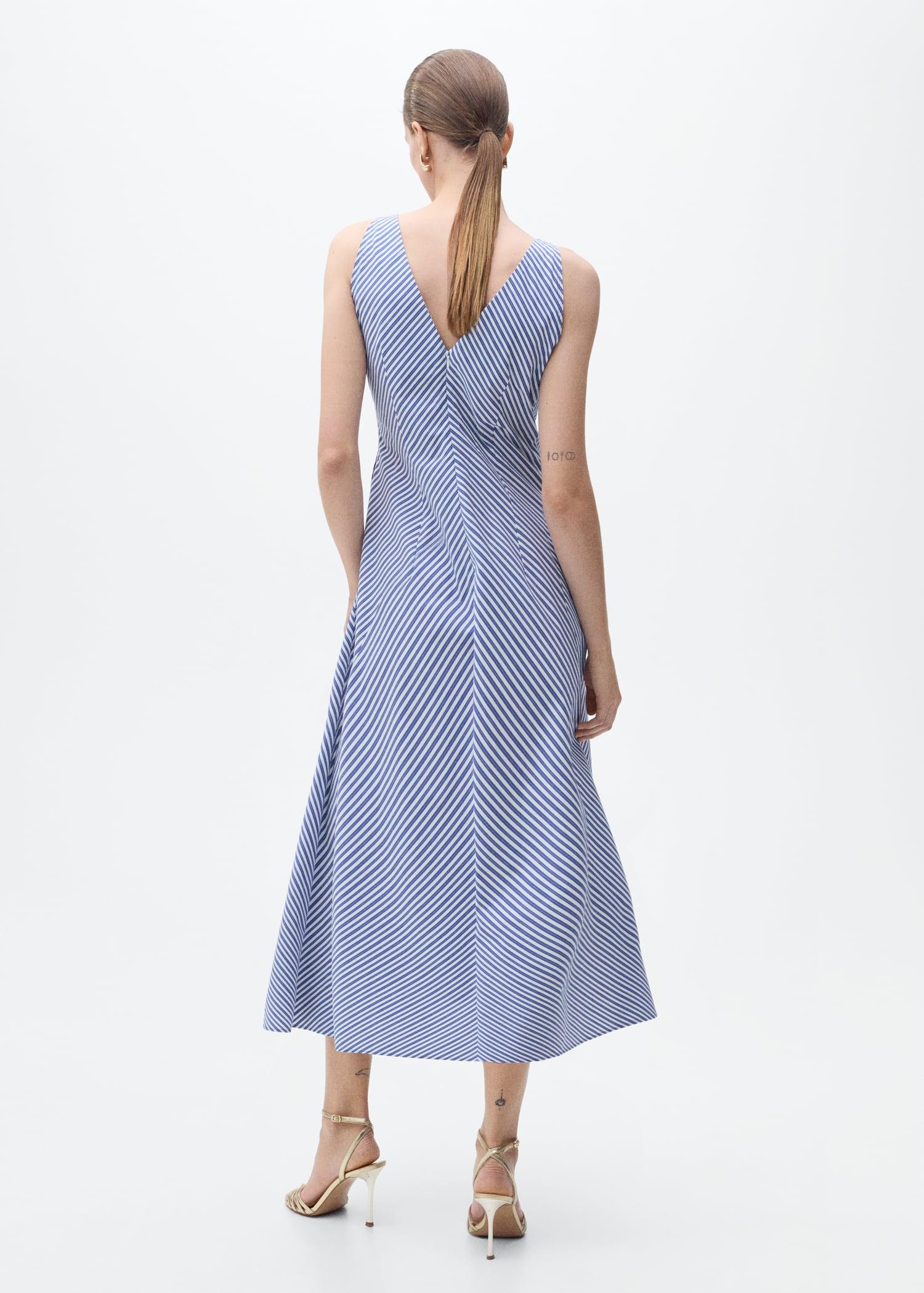 Striped flared midi-dress - Women | MANGO USA Product Image