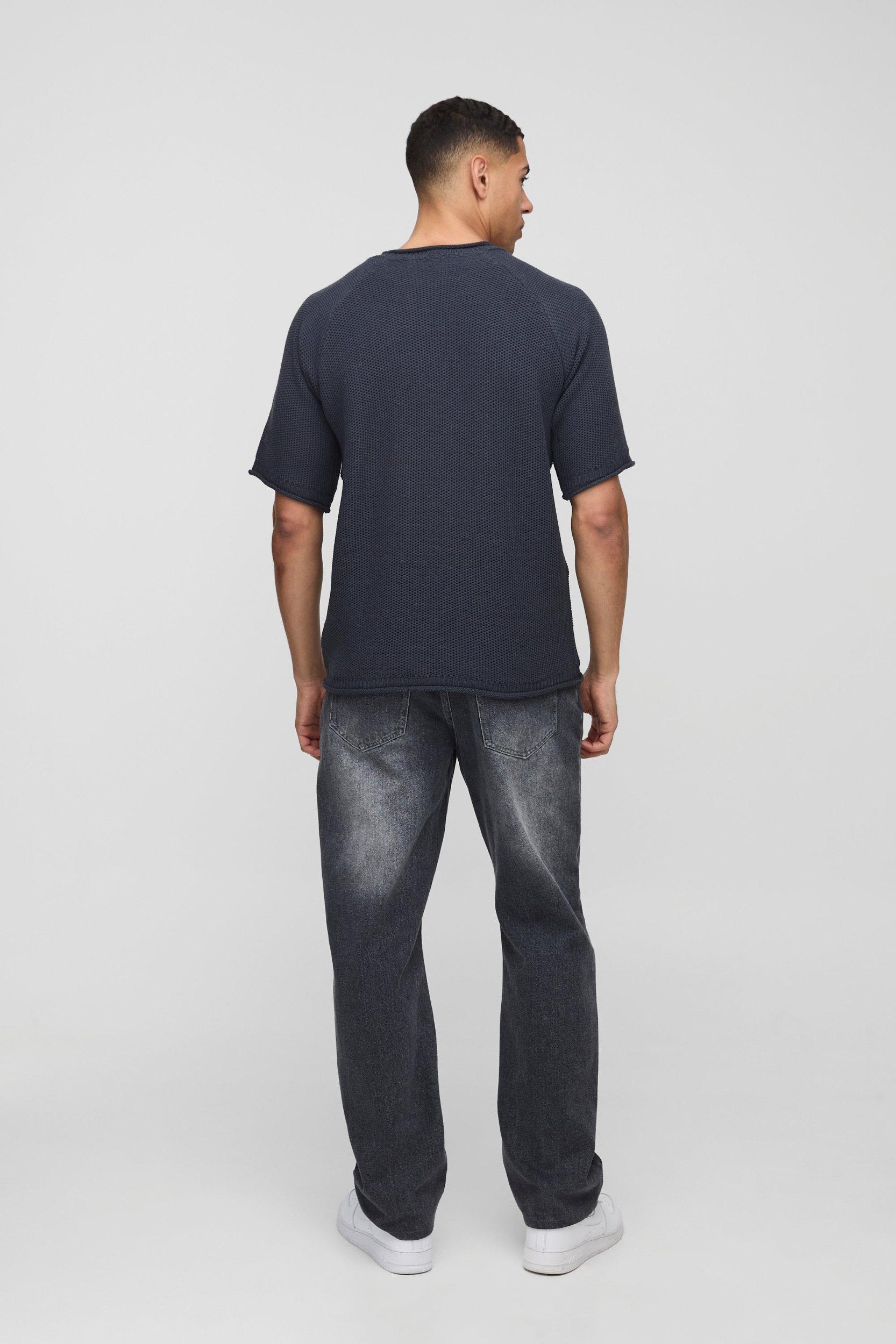 Regular Fit Waffle Knitted T-Shirt | boohooMAN USA Product Image