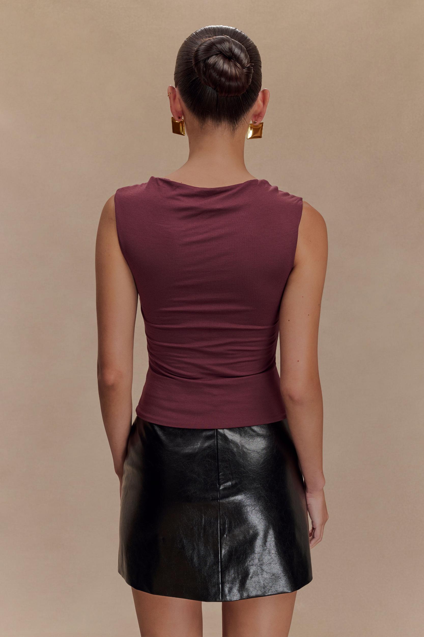 Tatianna Lace Trim Modal Top - Mahogany Product Image