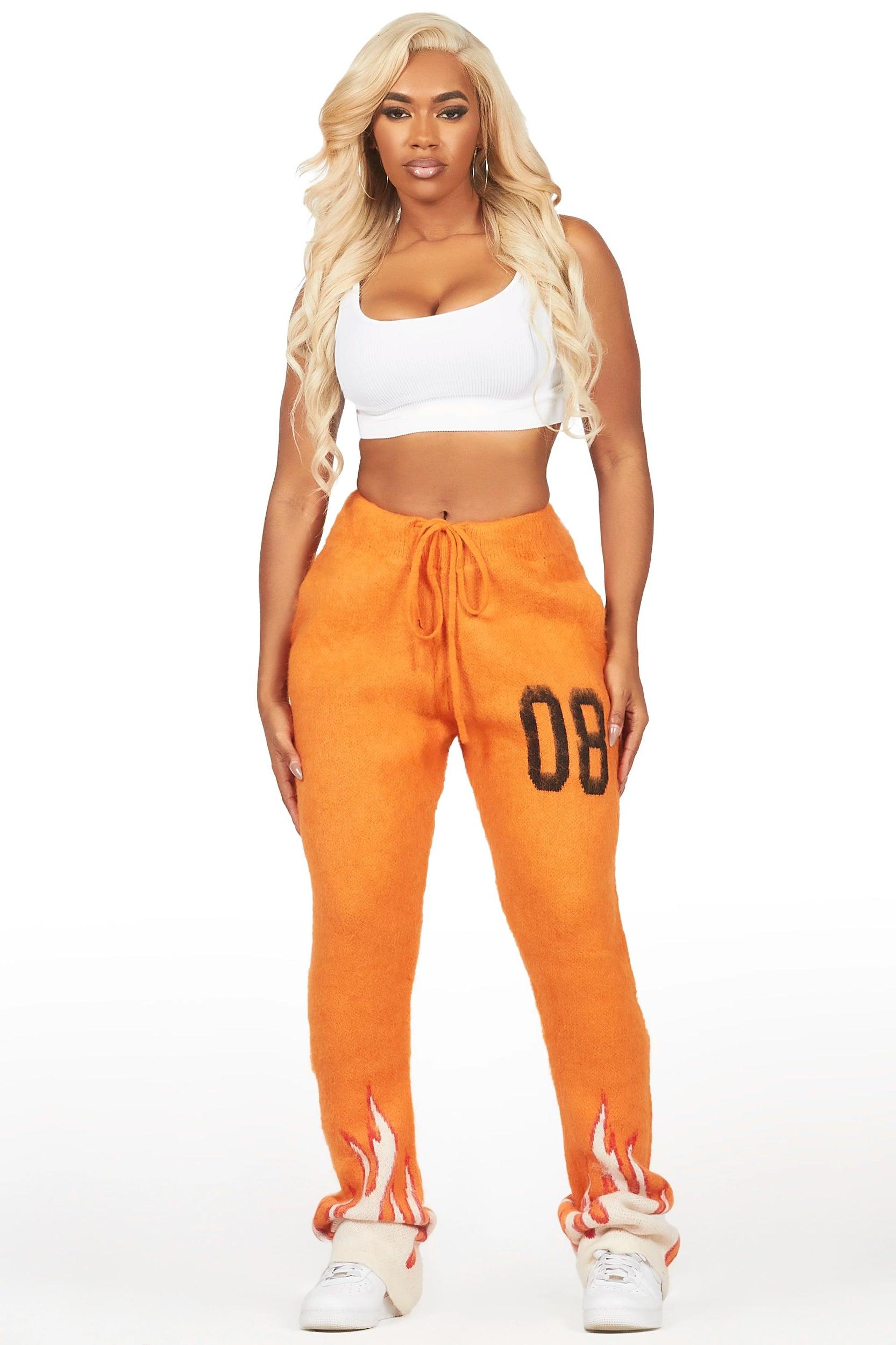 Della Orange Mohair Stacked Track Pant Female Product Image