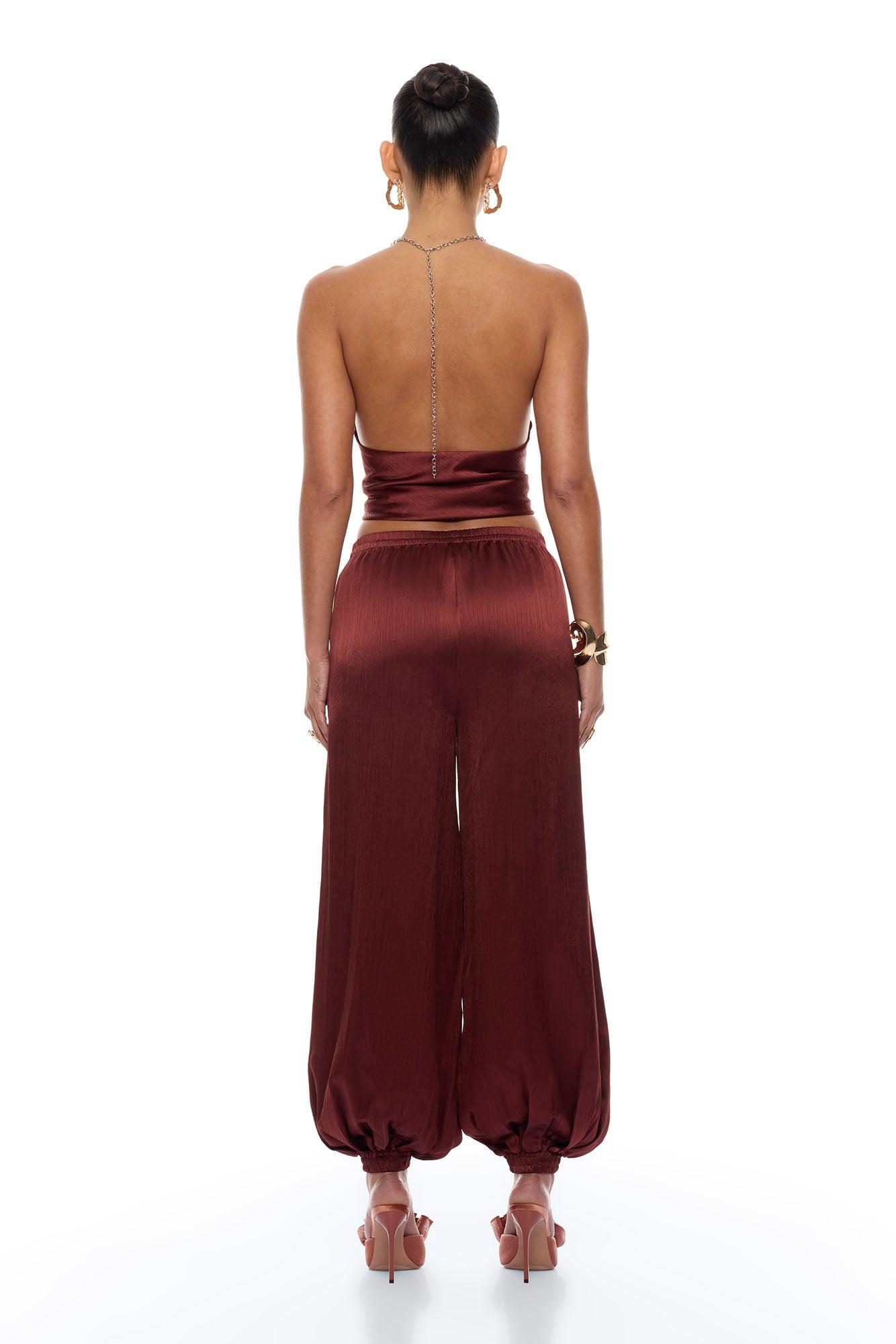 Nicolette Satin Balloon Pant - Brick Red Female Product Image