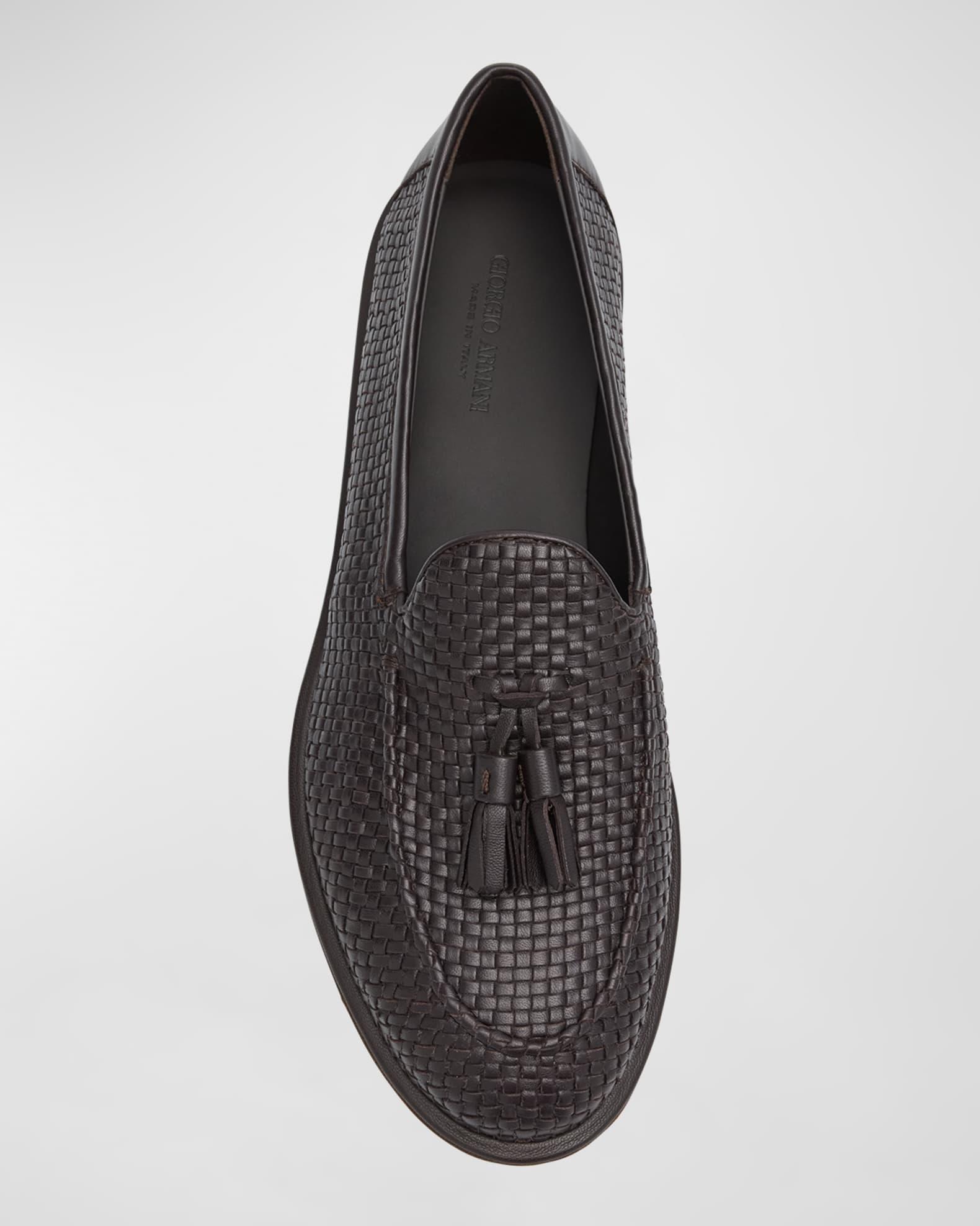 Men's Woven Leather Tassel Loafers Product Image