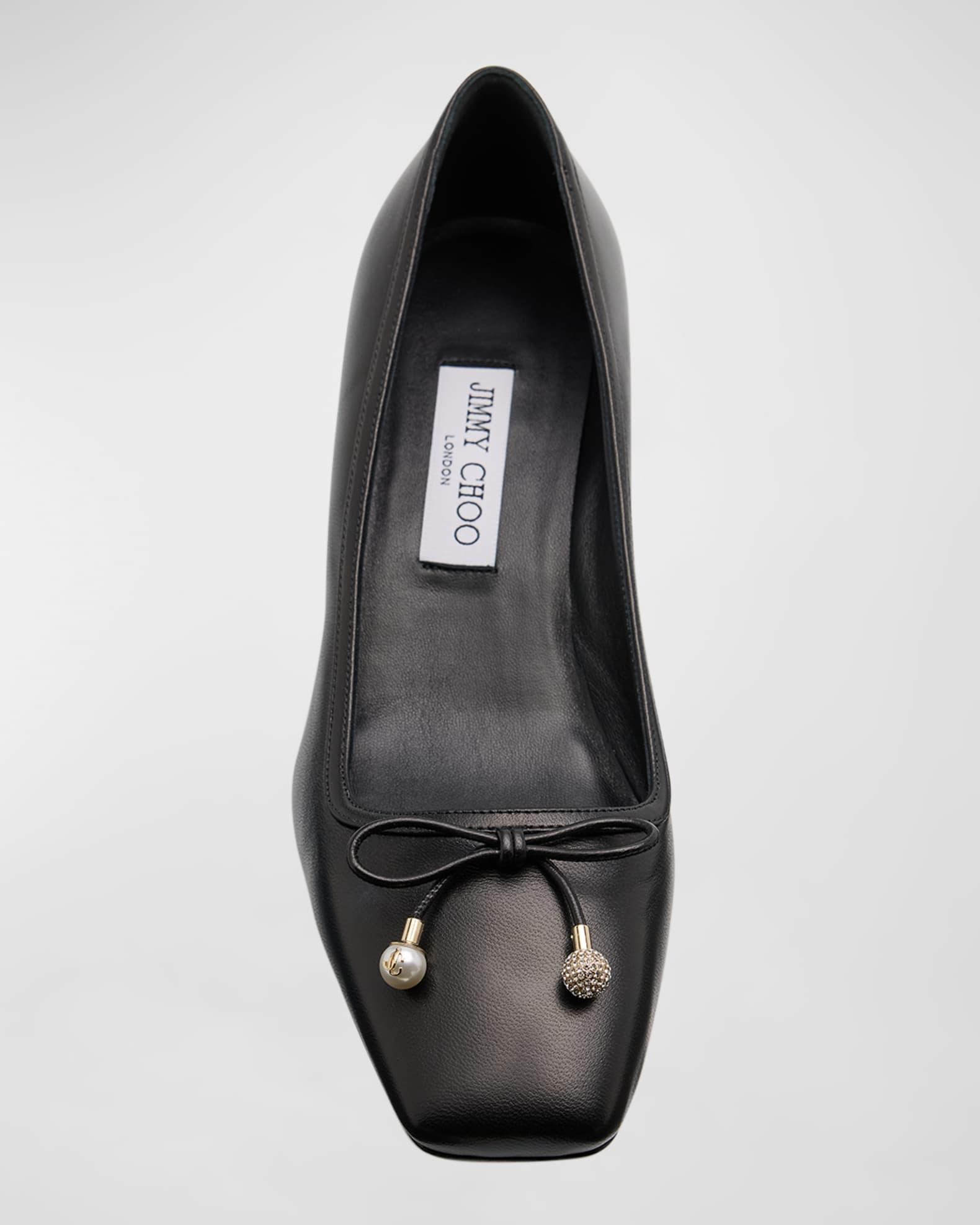 Elme Leather Bow Ballerina Pumps Product Image