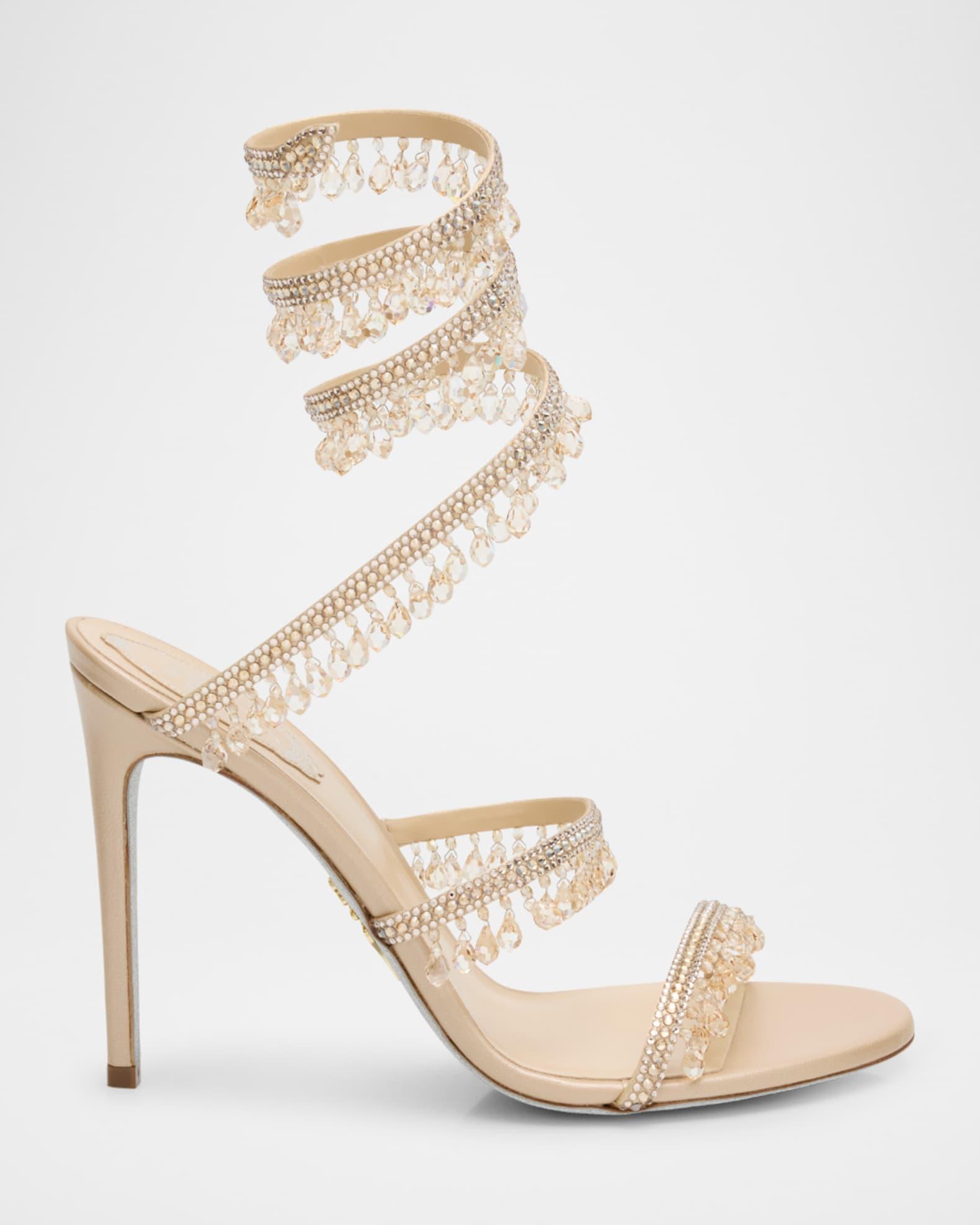 Satin Strass Chandelier Snake Wrap Sandals Product Image
