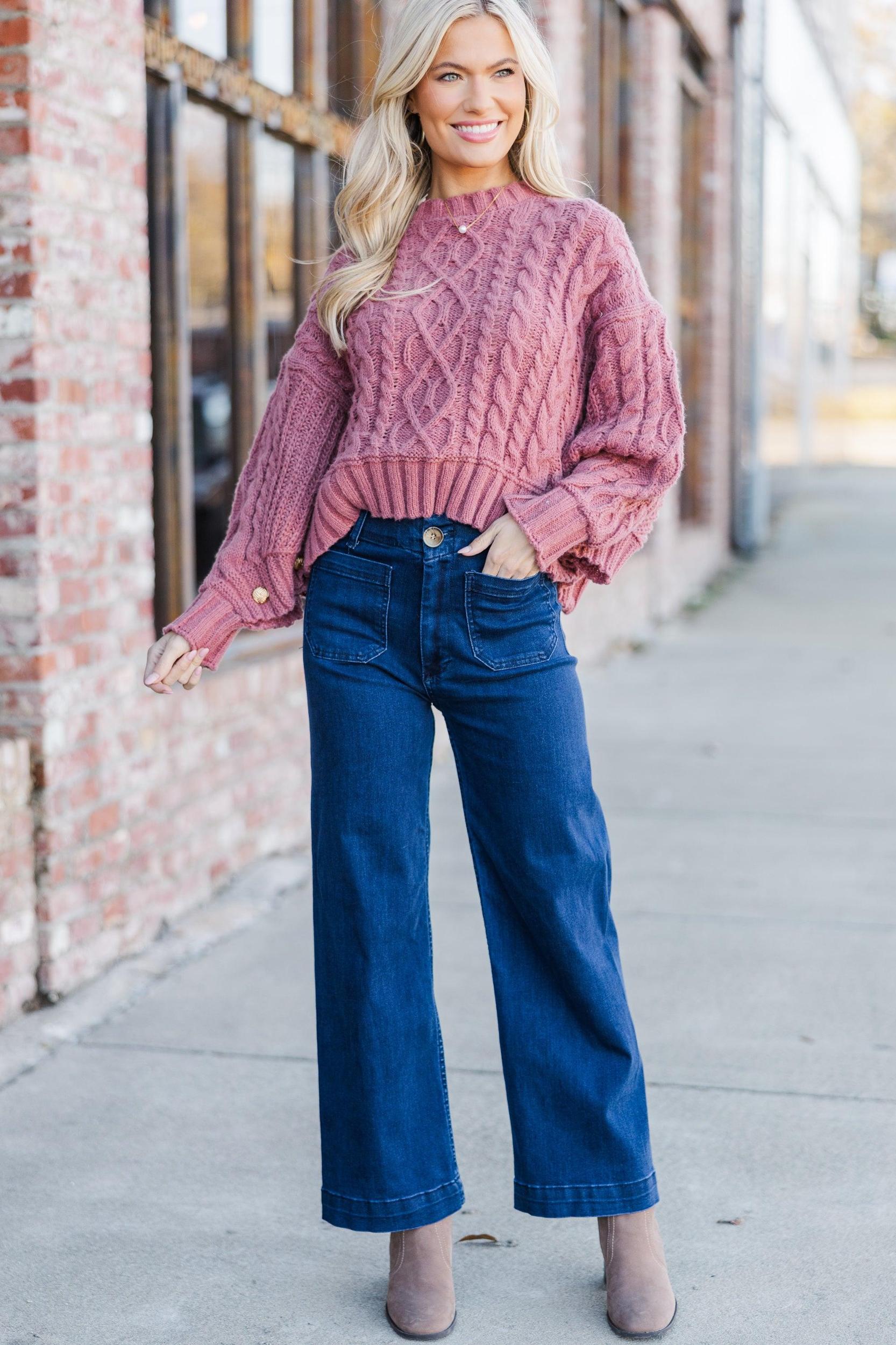 Fell In Love Mauve Pink Poncho Sweater Female Product Image