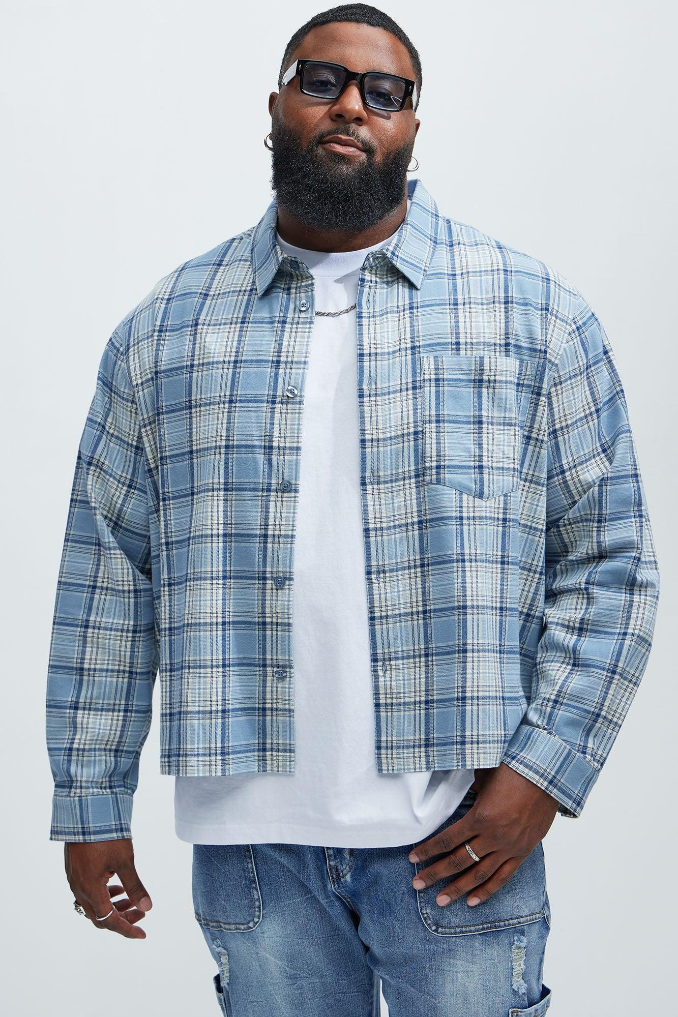 Delano Cropped Plaid Shirt - Blue/combo Male Product Image