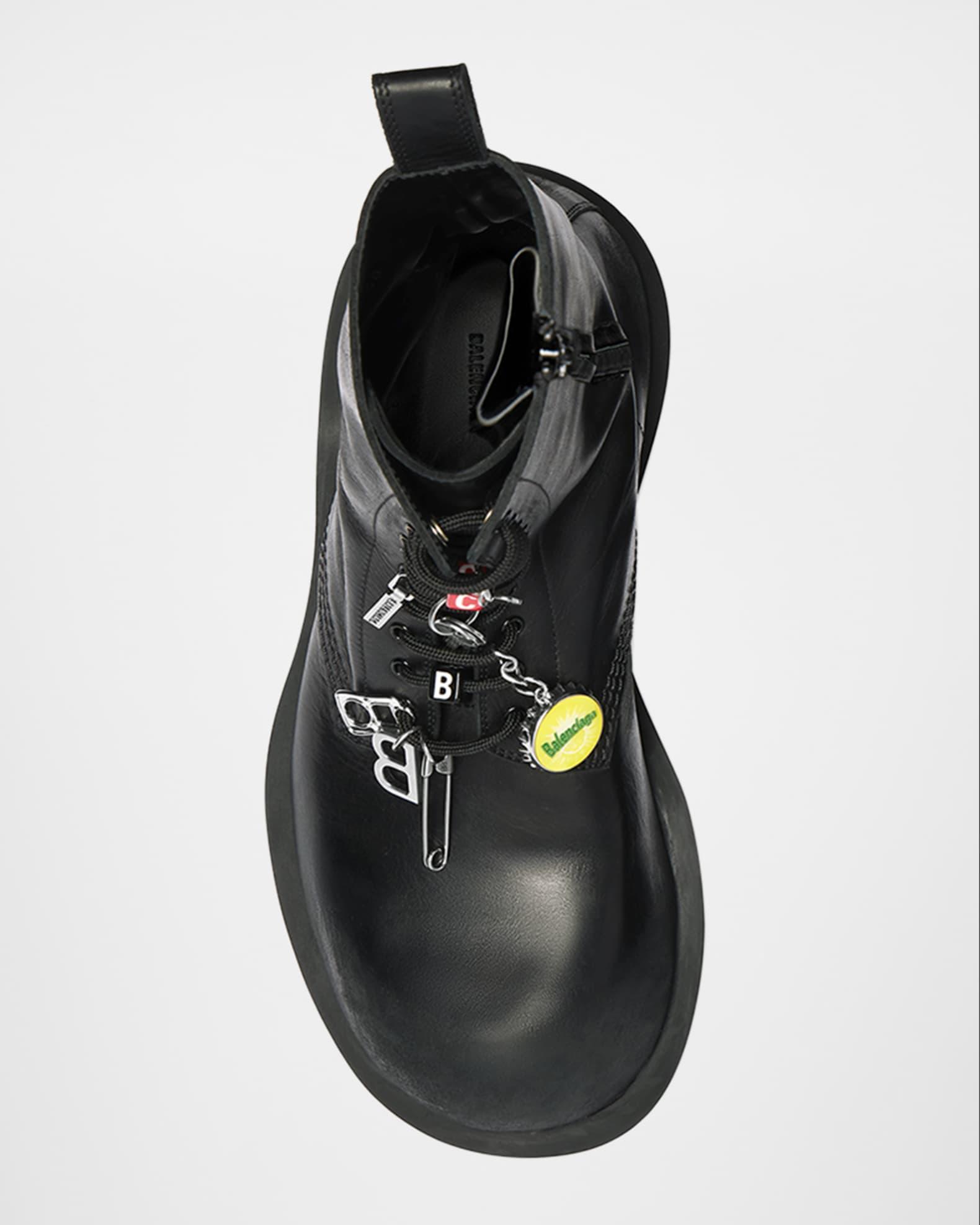 Men's Hummer Leather Lace-Up Booties with Charms Product Image