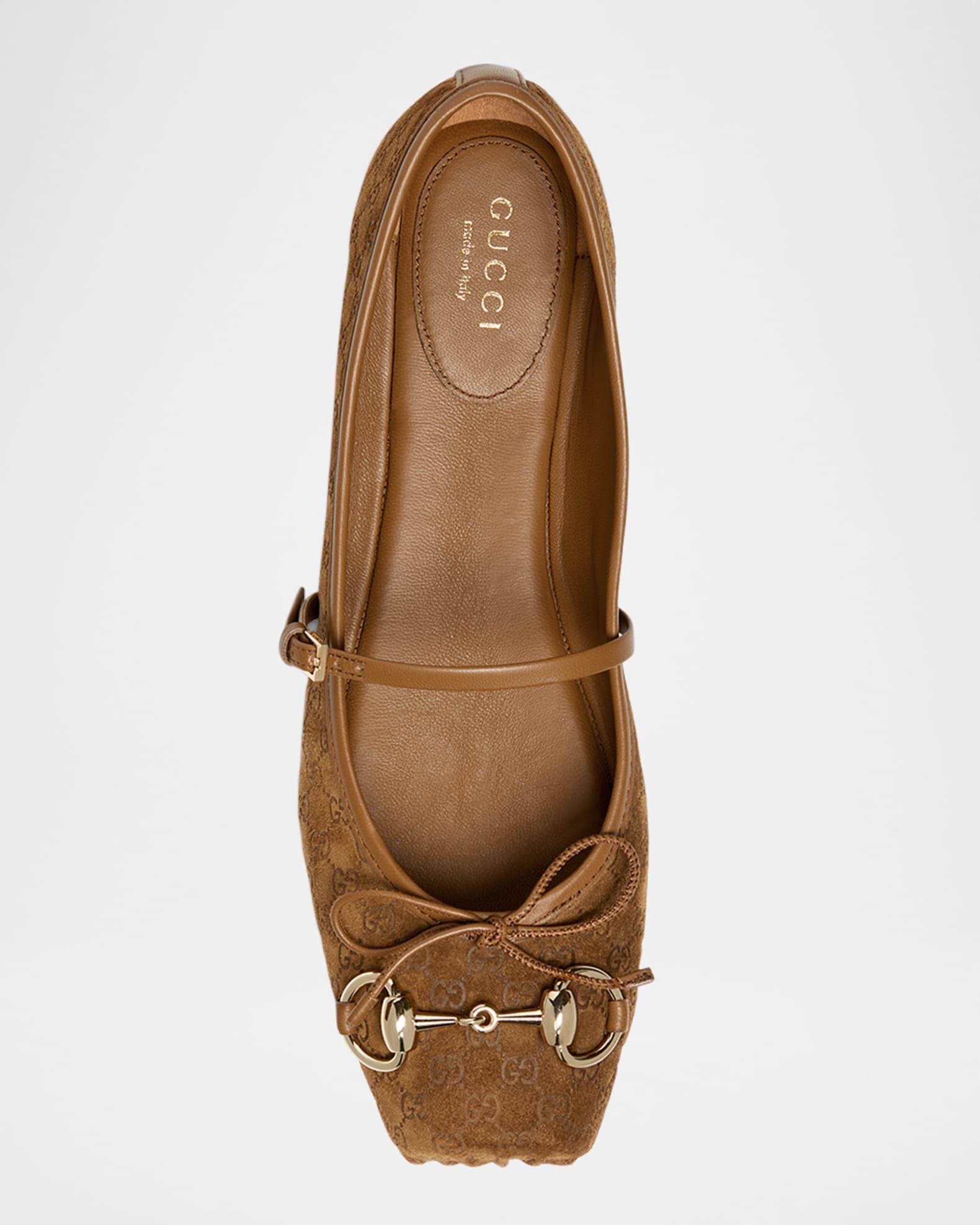 GG Suede Horsebit Mary Jane Ballerina Flats Product Image