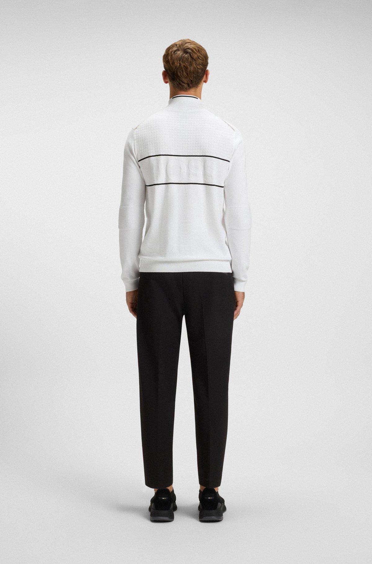 Water-repellent cotton sweater with zip neck Product Image