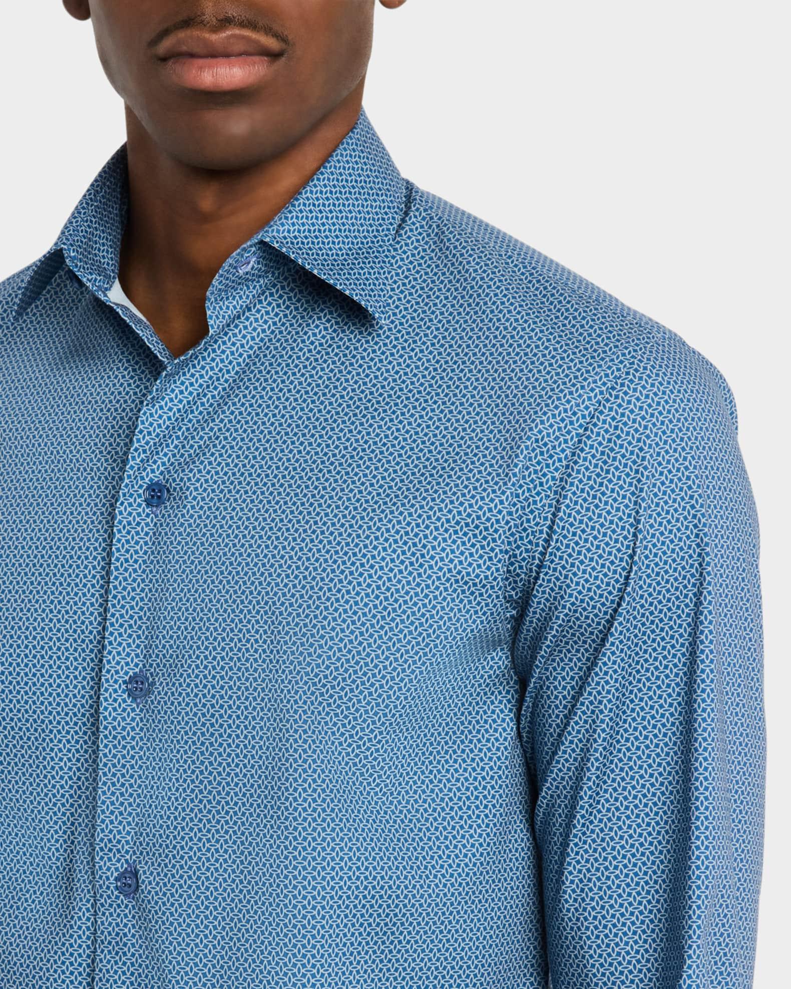 Men's Stretch Poplin Geometric Sport Shirt Product Image