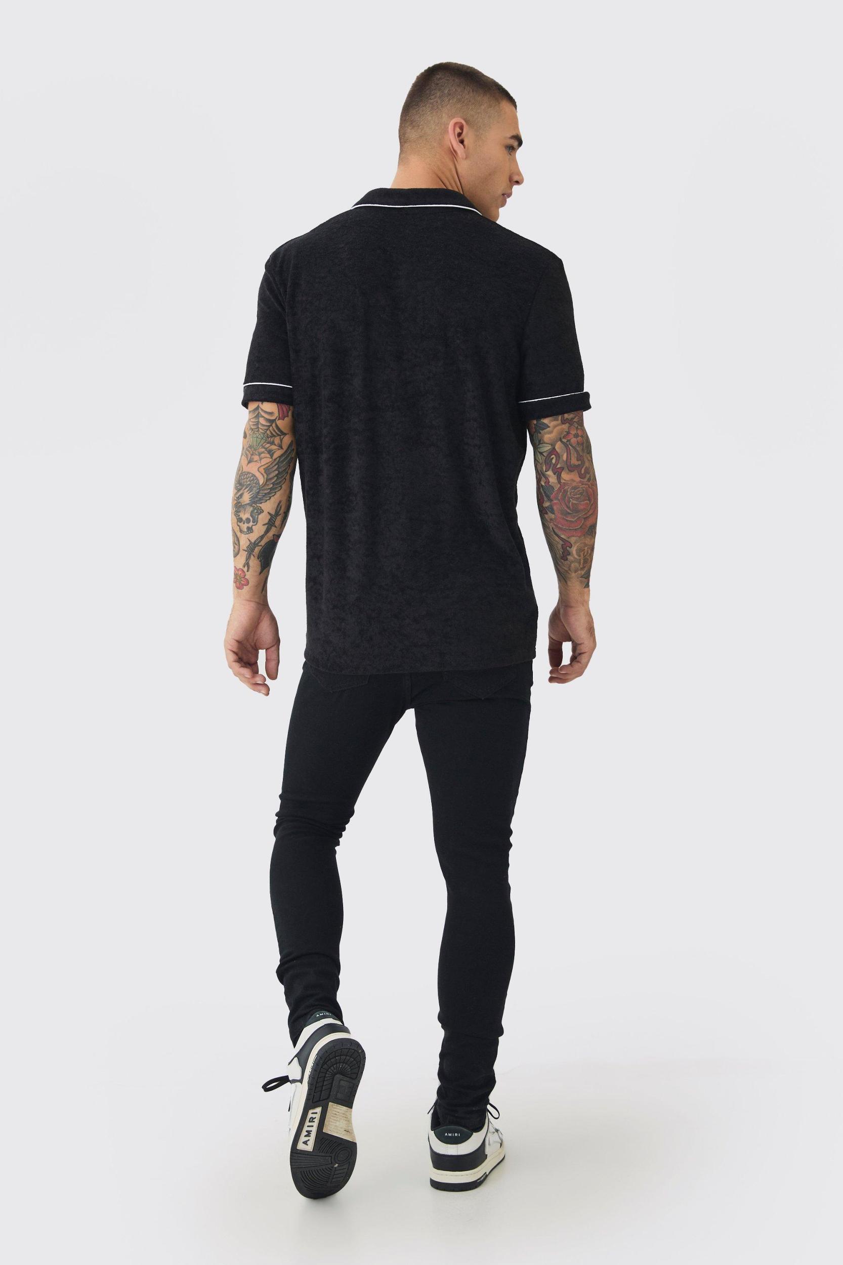 Super Skinny Stretch Jean In True Black | boohooMAN USA Product Image