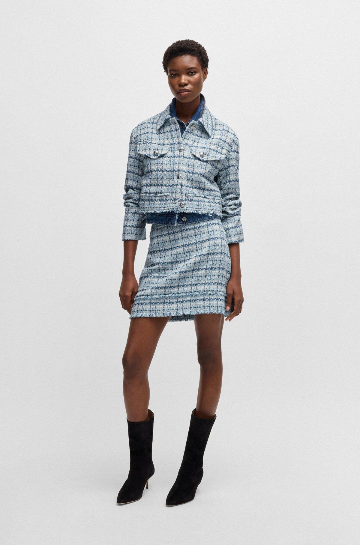 Cropped tweed jacket with metallic buttons Product Image