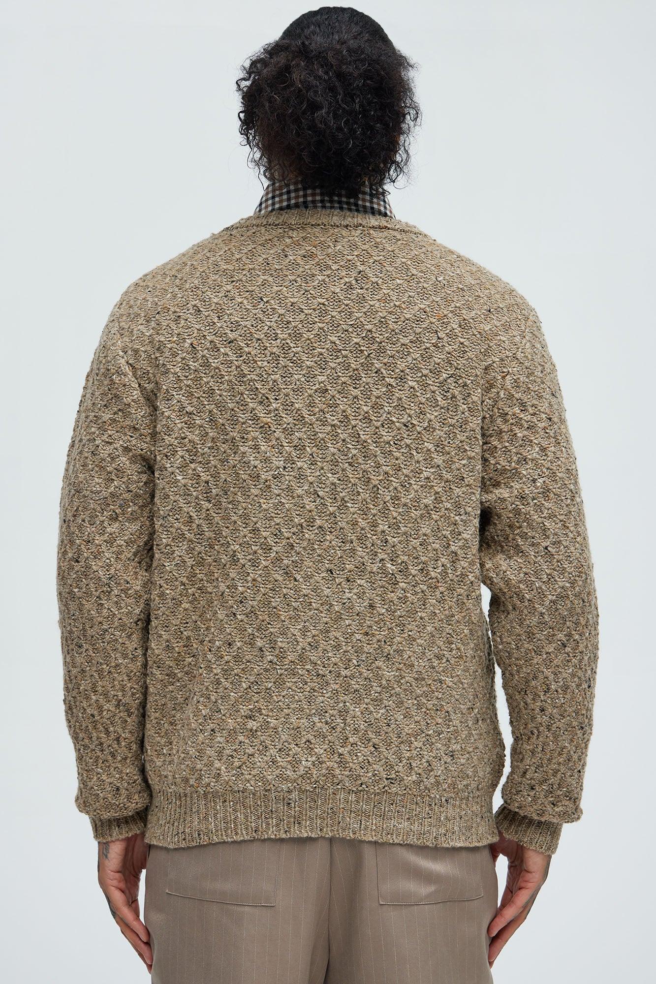 Who's He Textured Crewneck Sweater - Taupe Product Image