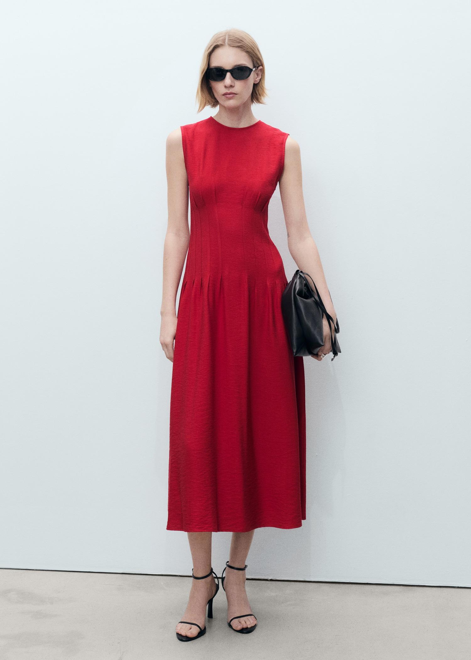 A-line dress with pleats - Women | MANGO USA Product Image