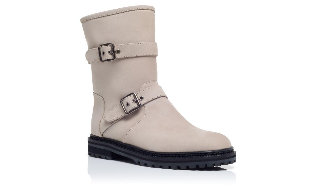 SULALTROSA Grey Nubuck Dual Buckle Ankle Boots  Product Image